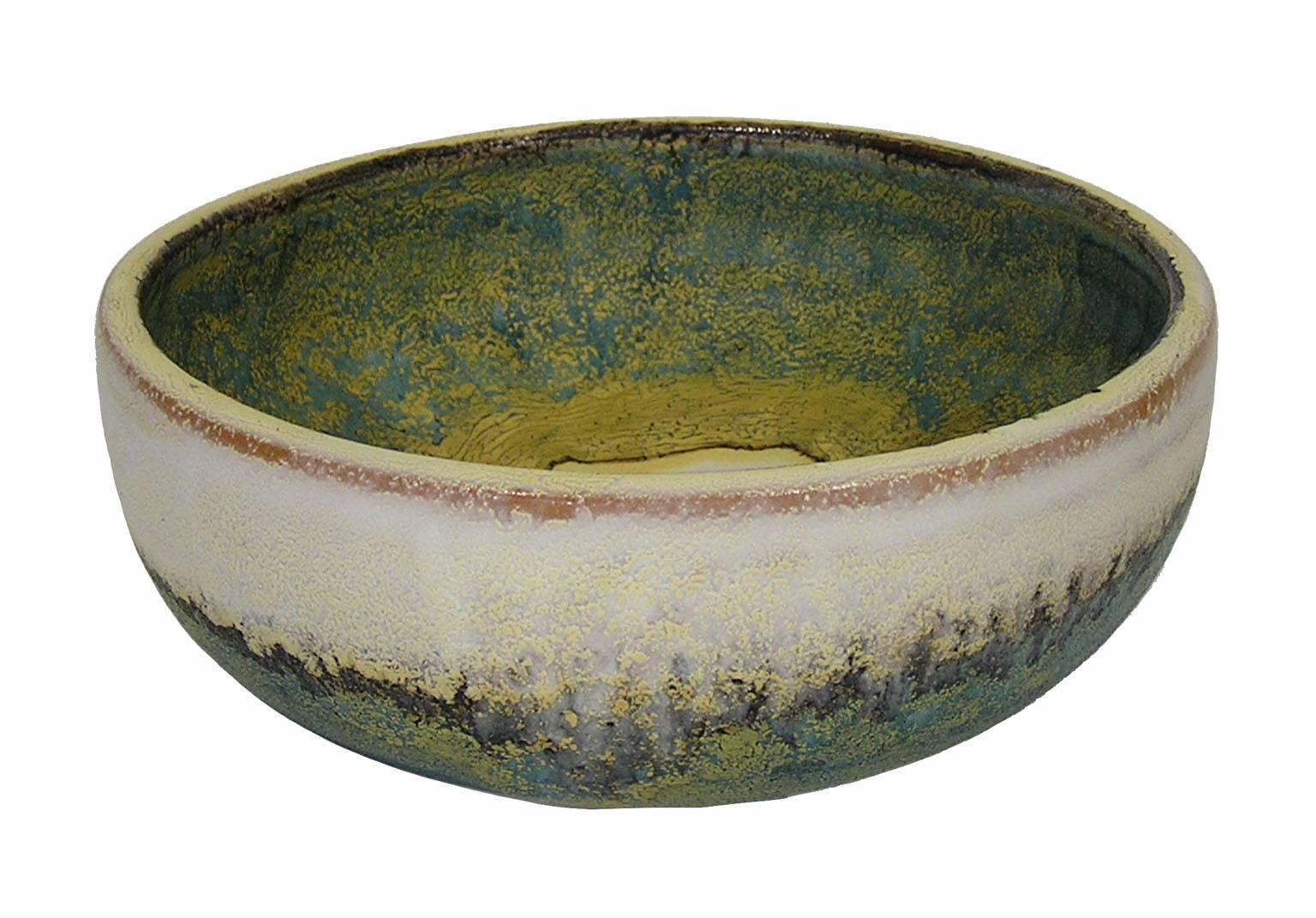 1970s Glazed Ceramic Bowl by Marcello Fantoni, Italy In Excellent Condition For Sale In Winnipeg, Manitoba