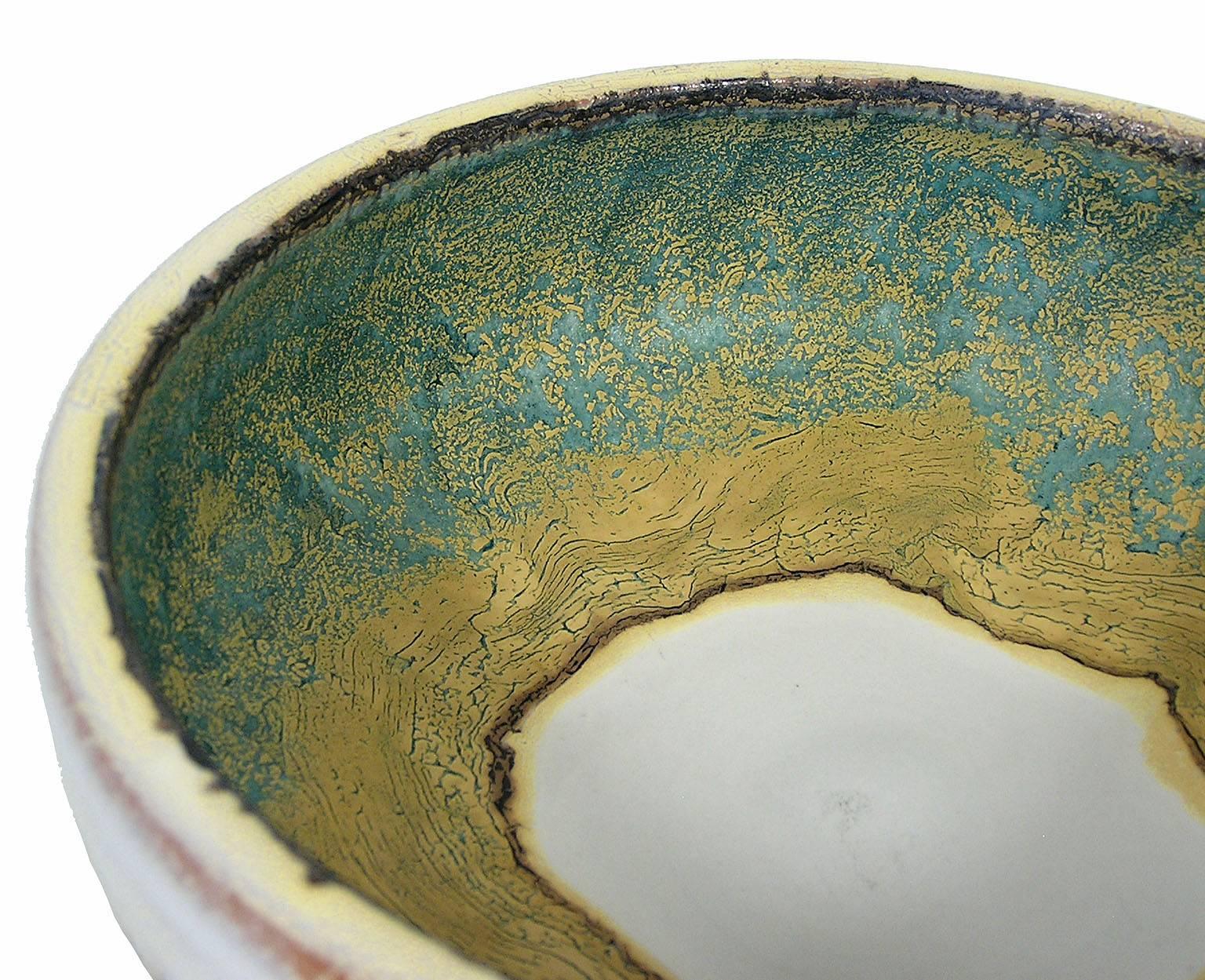 1970s Glazed Ceramic Bowl by Marcello Fantoni, Italy For Sale 2
