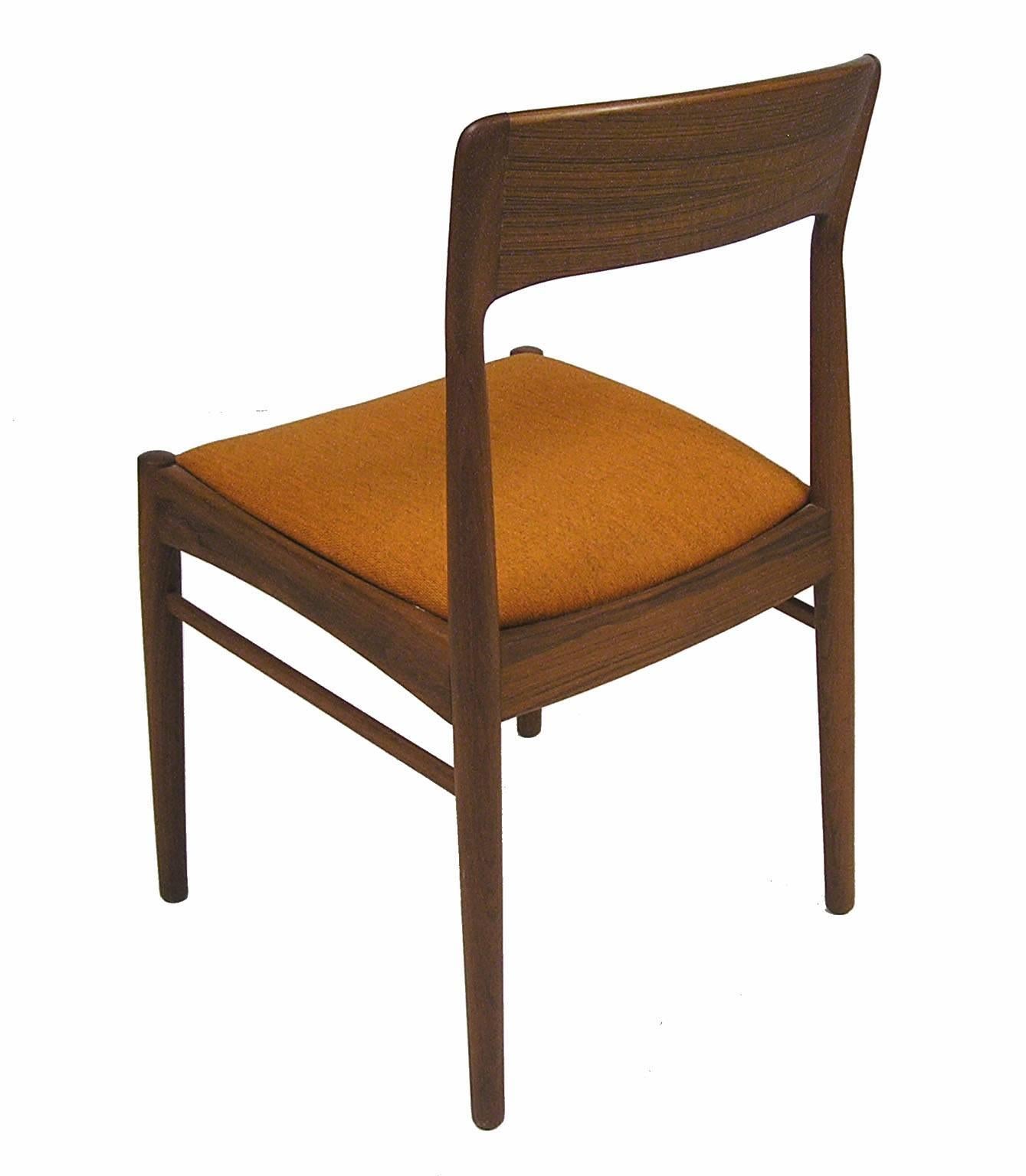 Fabric 1960s Danish Teak Chairs by Kai Kristiansen, Pair