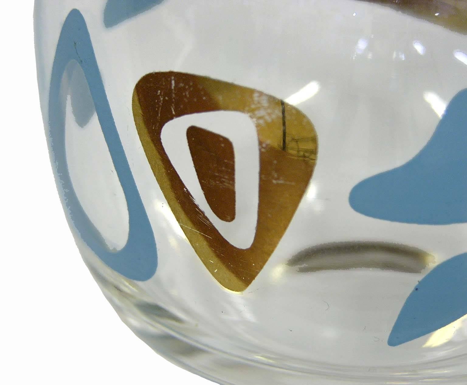 Mid-Century Modern 1950s Atomic Amoeba Boomerang Glasses, Set of Four