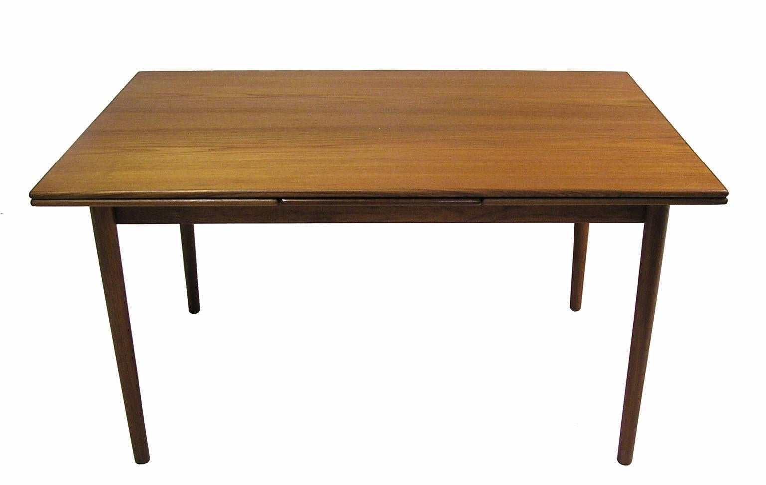 Scandinavian Modern 1960s Danish Teak Draw-Leaf Dining Table by Borge Mogensen