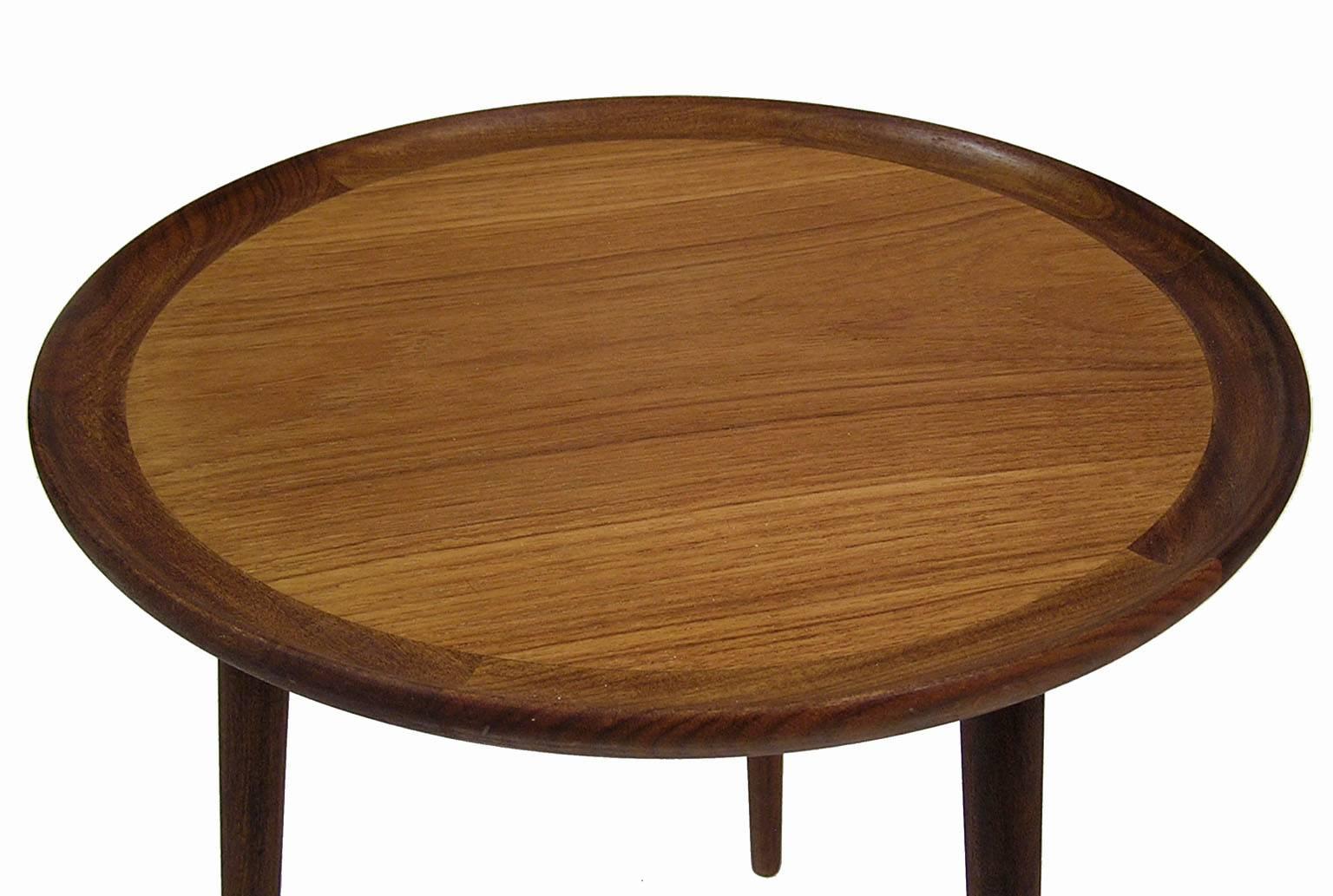 Danish 1960s Round Tripod-Leg Teak Side Table by Anton Kildeberg