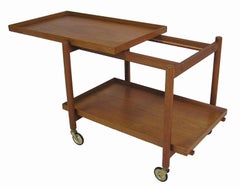 1960s Poul Hundevad Extendable Teak Serving Bar Cart, Denmark