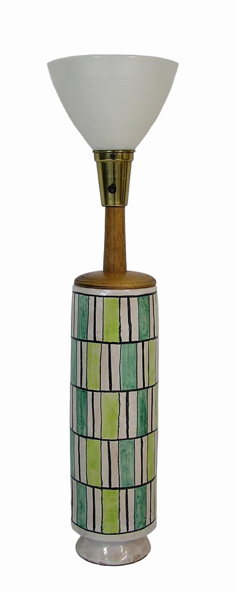 Mid-Century Modern Large Pair of Italian Ceramic Table Lamps by Raymor, circa 1950s For Sale
