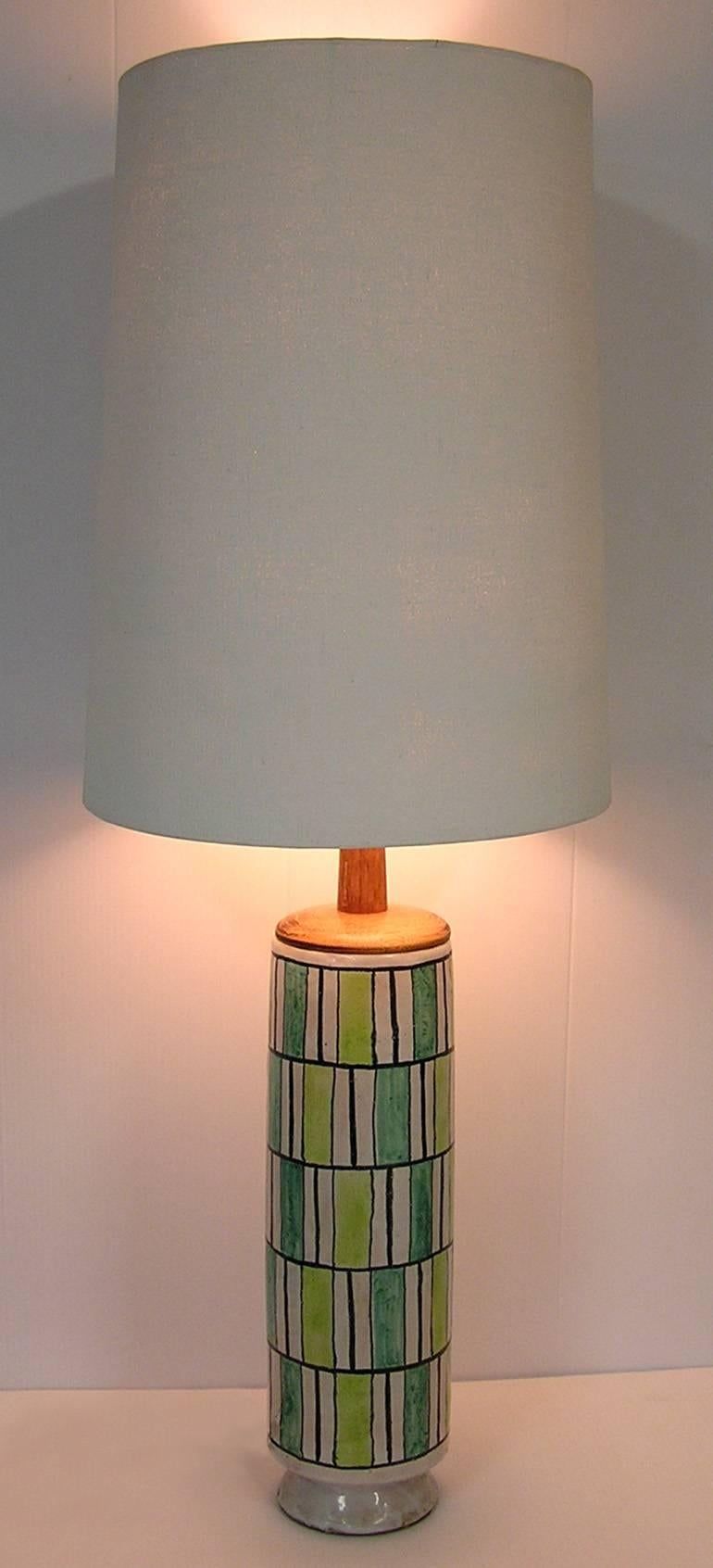 Large Pair of Italian Ceramic Table Lamps by Raymor, circa 1950s For Sale 2