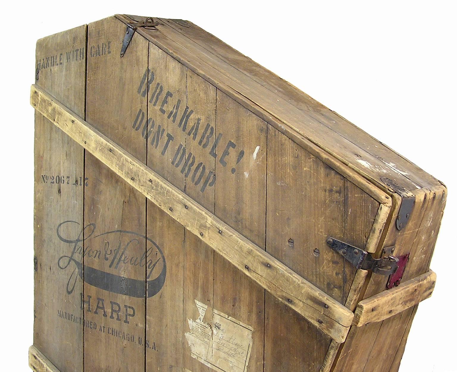 Early 20th Century 1920s Lyon and Healy Harp Crate Storage Unit For Sale