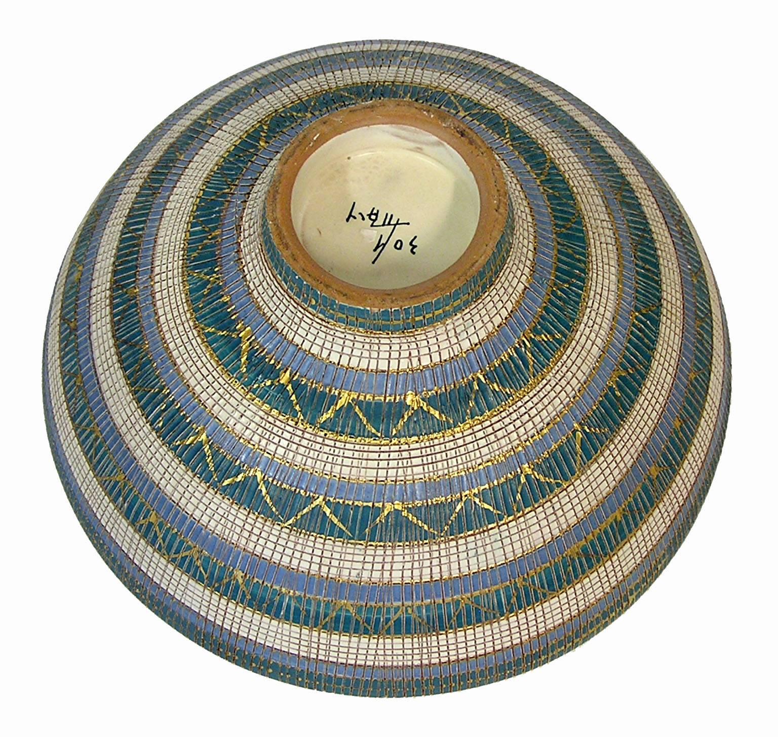 Italian 1960s Seta Series Footed Ceramic Bowl by Bitossi, Italy