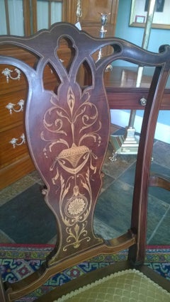 Edwardian Mahogany and Satinwood Inlaid Armchair