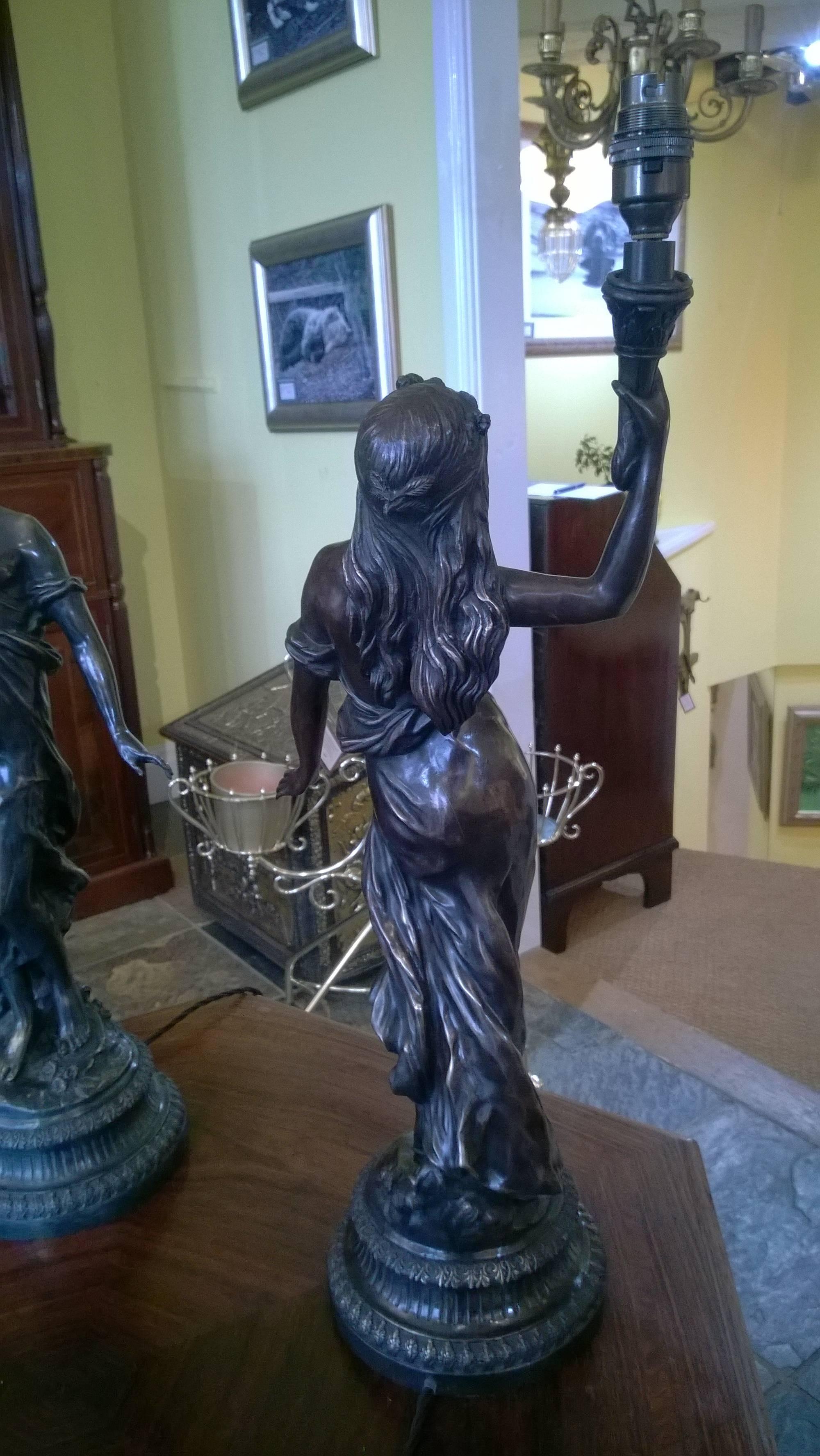 Pair of Bronze Figurines In Excellent Condition In Altrincham, Cheshire