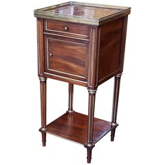 Late 19th Century French Brass Inlaid Mahogany Bedside Cabinet