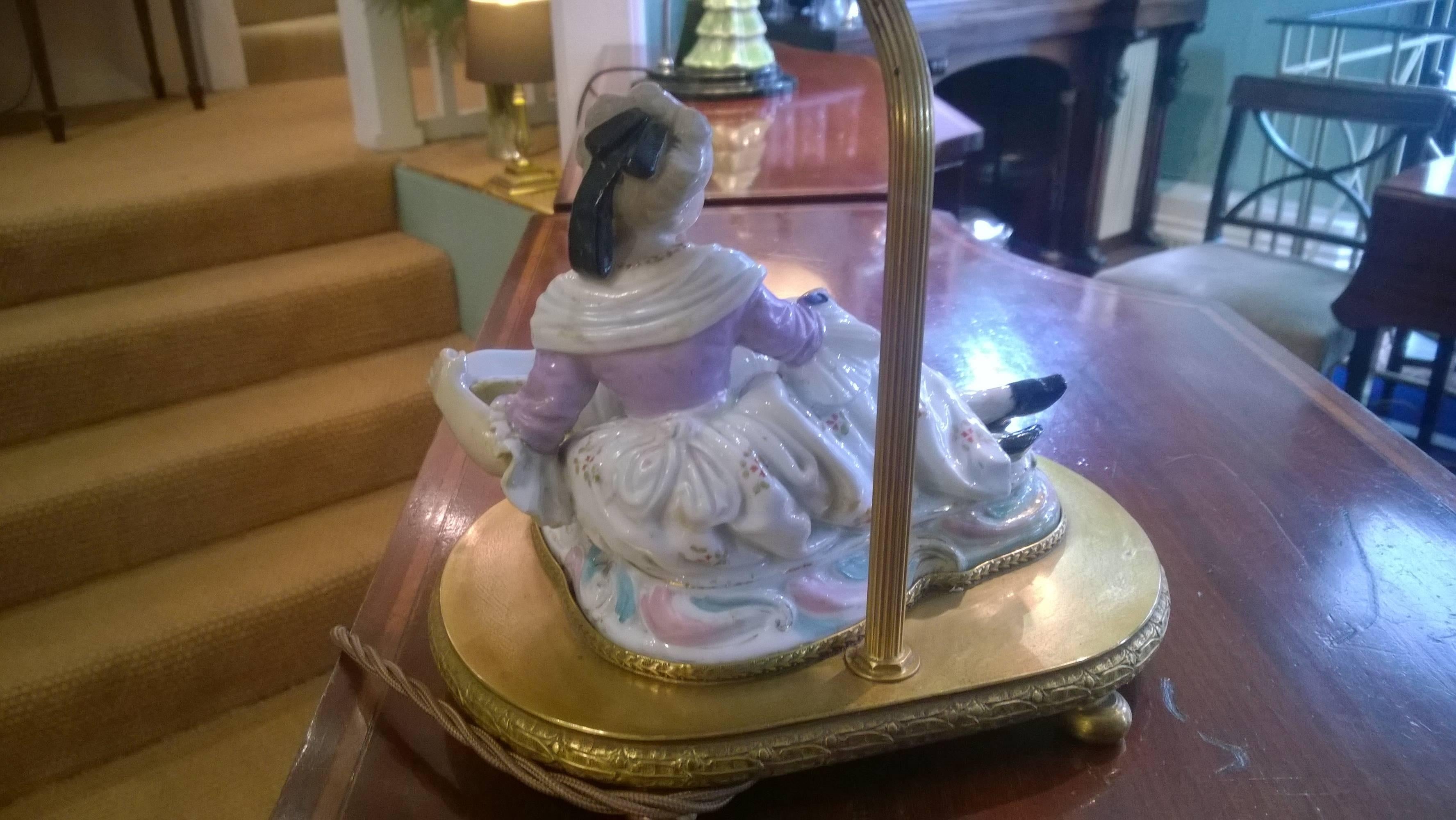Porcelain Table Lamp in the Form of a Reclining Female Figure In Good Condition For Sale In Altrincham, Cheshire
