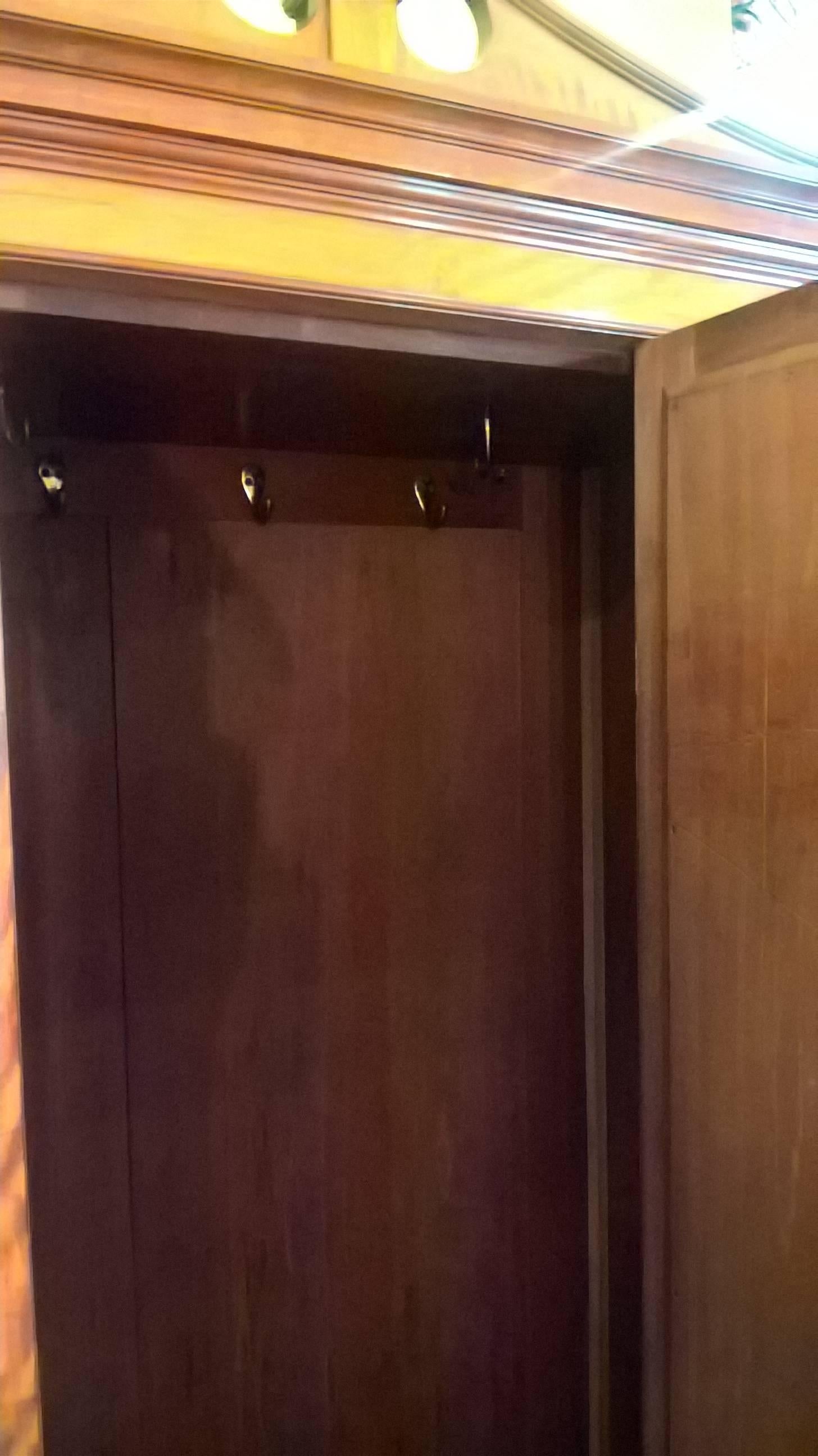Gillows of Lancaster Satinwood Wardrobe and Bedside Cabinet In Excellent Condition In Altrincham, Cheshire
