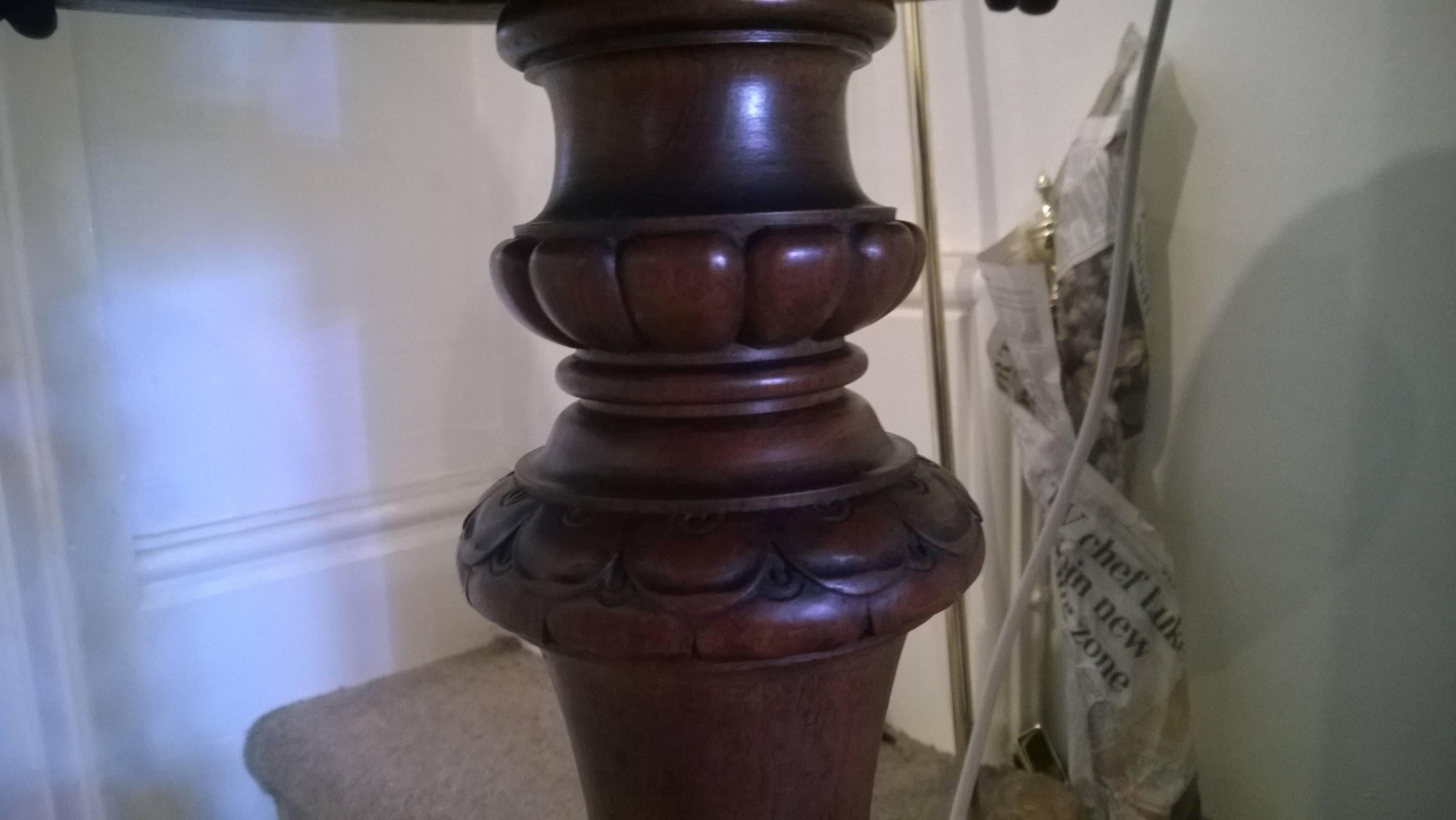 French mid-19th century walnut occasional side table, the top of shaped outline and with leather centre, raised on a turned column with four downswept scroll legs. Measures: 22