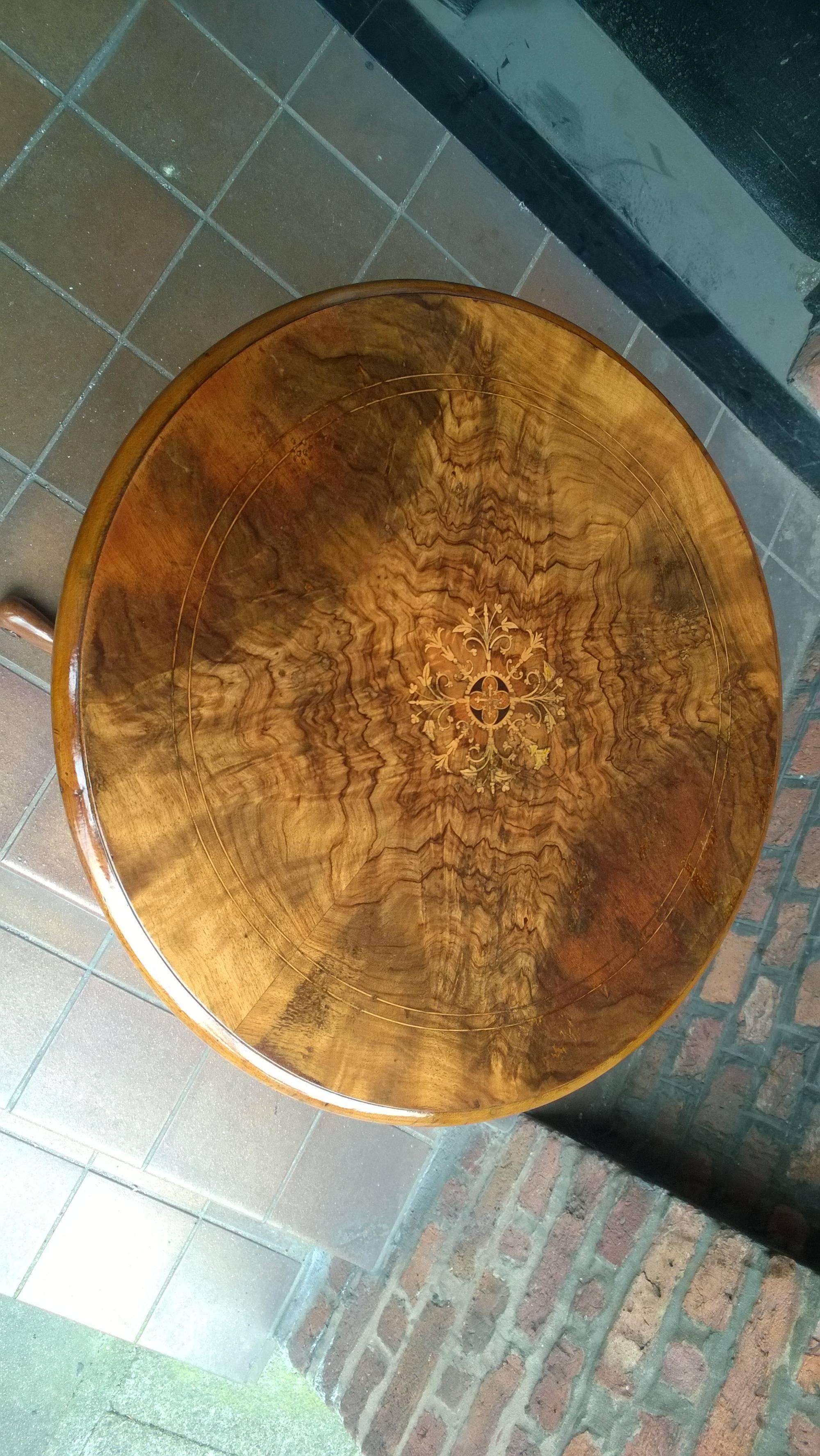 Victorian Burr Walnut and Inlaid Occasional Table by James Shoolbred 1