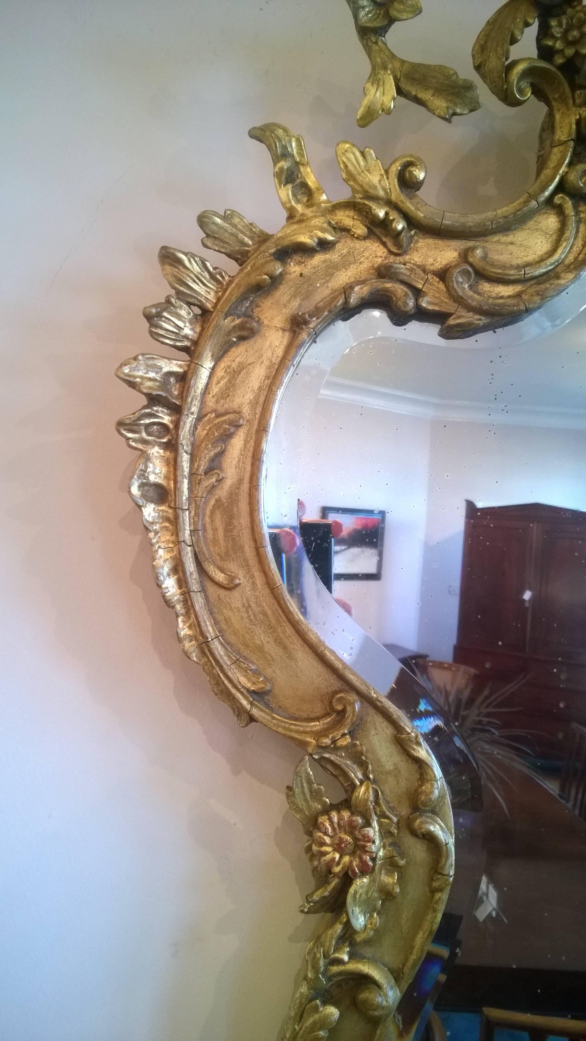 Victorian 19th Century Giltwood and Gesso Mirror