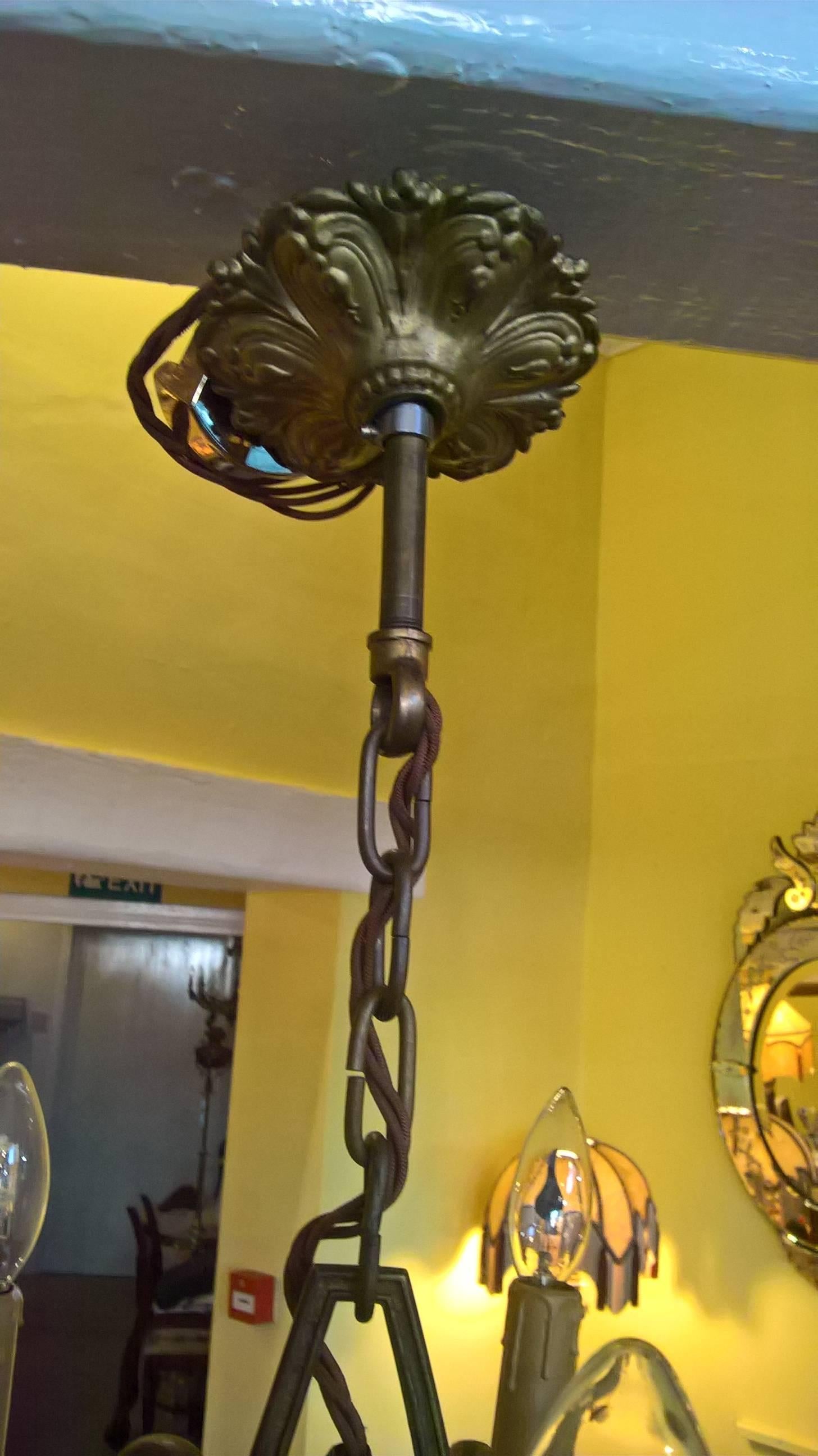 Early 20th Century Gilt Metal Chandelier For Sale 2