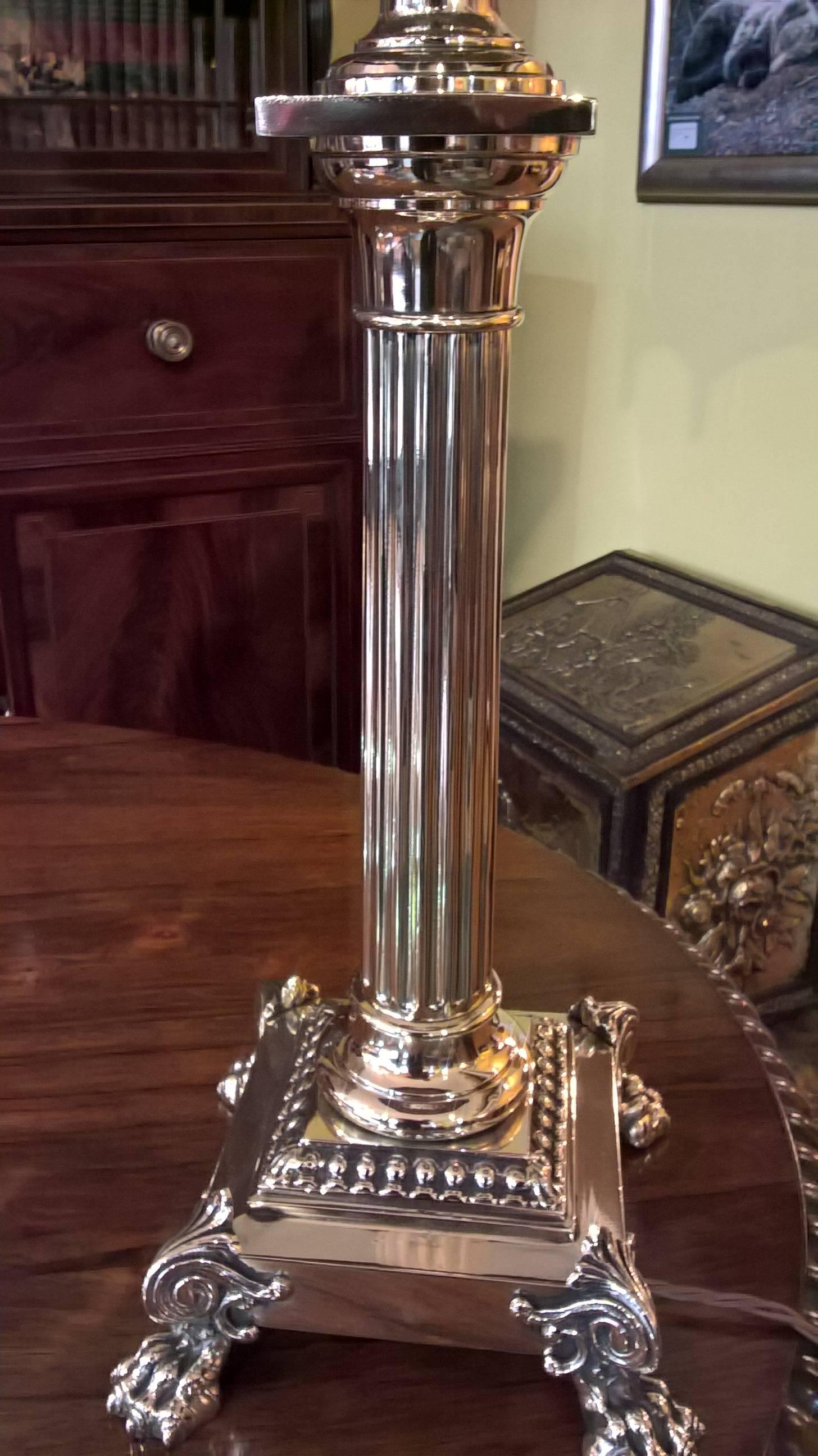 Late 19th Century Victorian Brass Column Oil Lamp