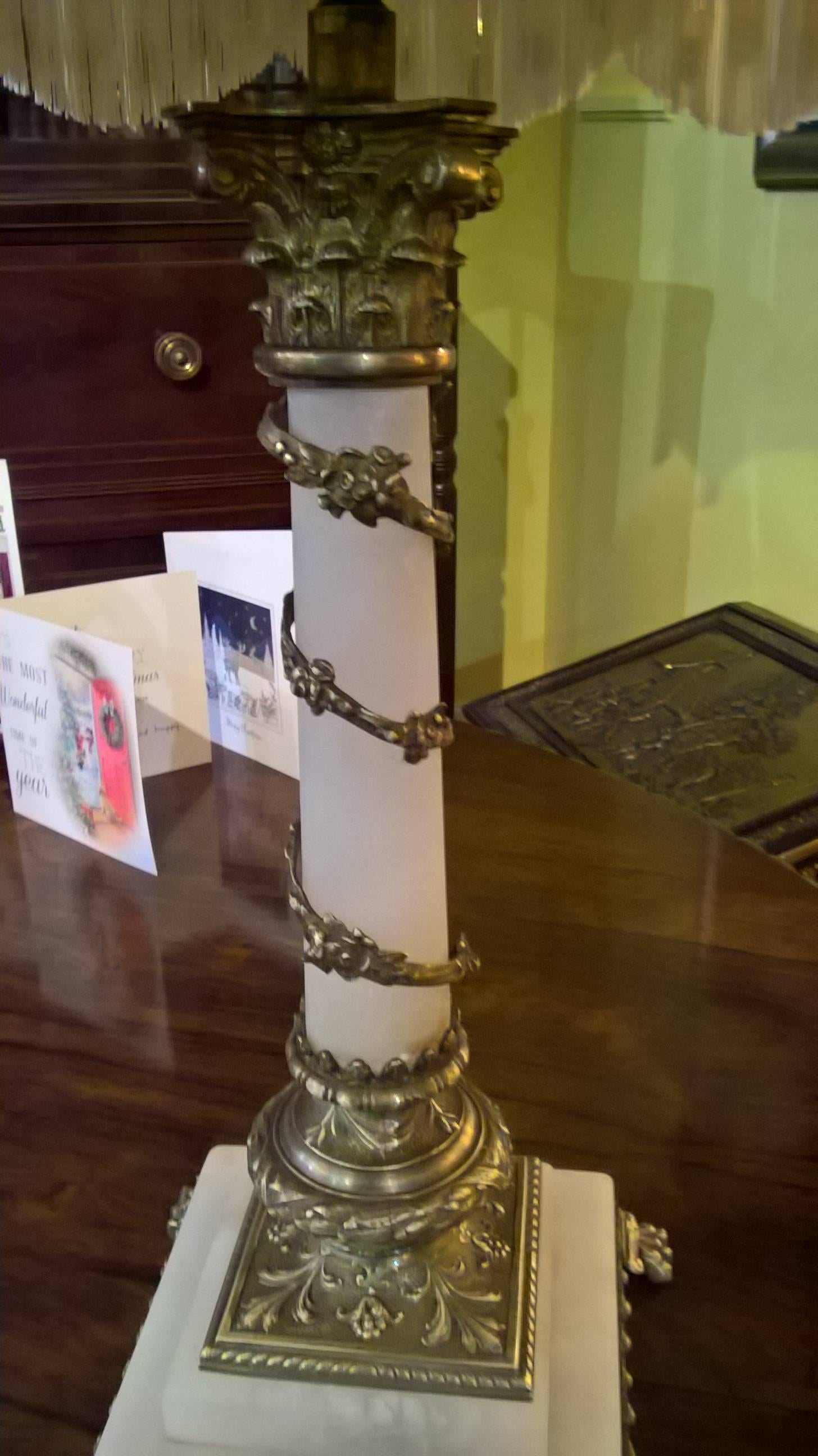 Greek Revival Edwardian Alabaster Table Lamp