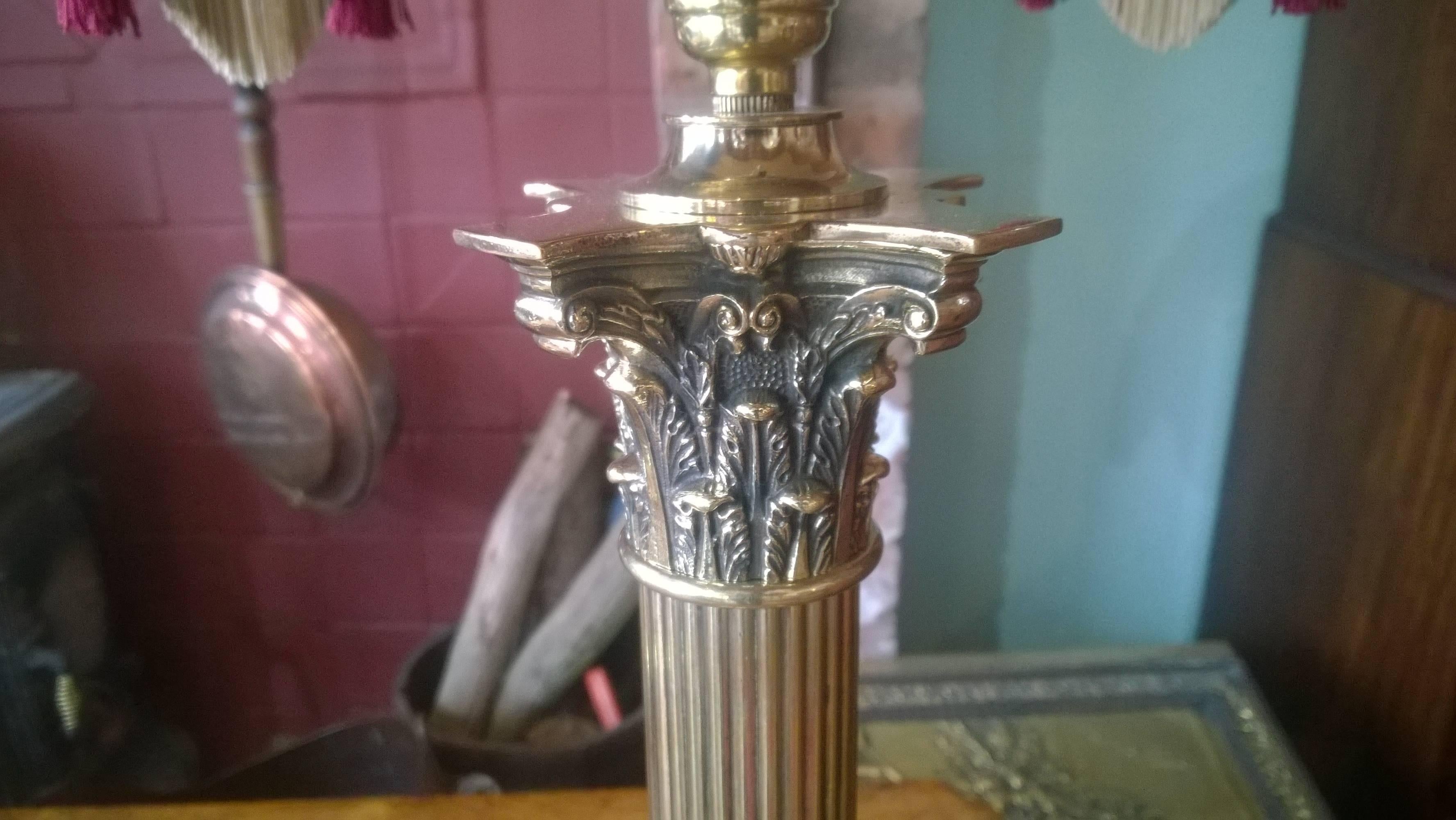 Classical Greek Edwardian Brass Corinthian Table Lamp