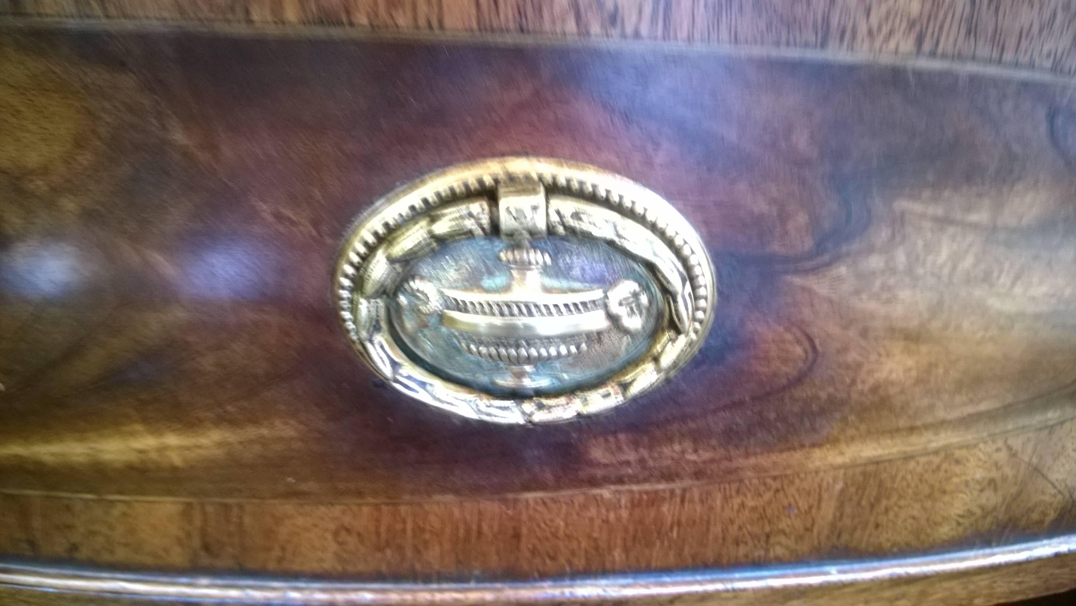 Brass George III Mahogany Demilune Sideboard