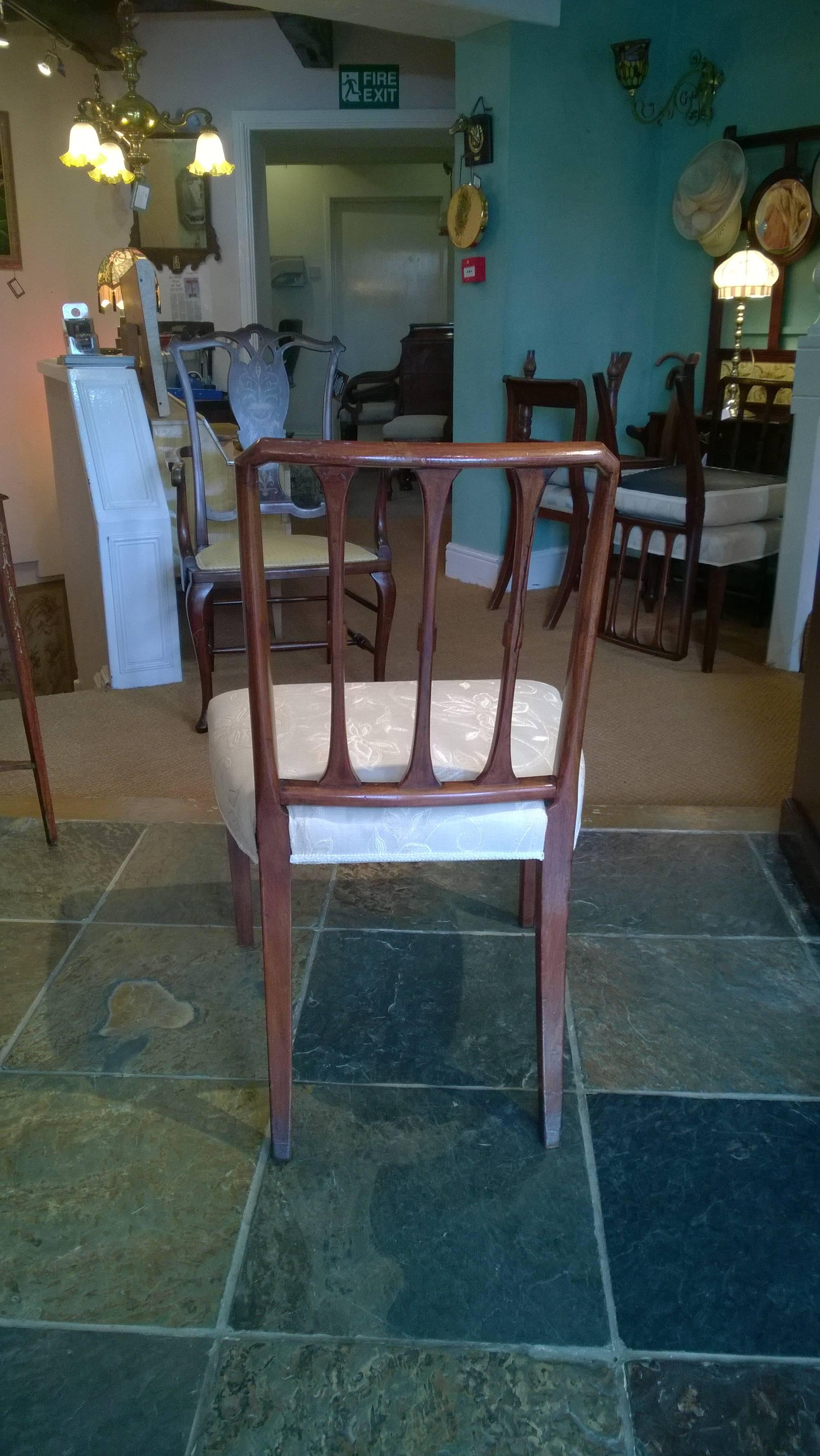 Upholstery Set of Eight Georgian Mahogany Dining Chairs