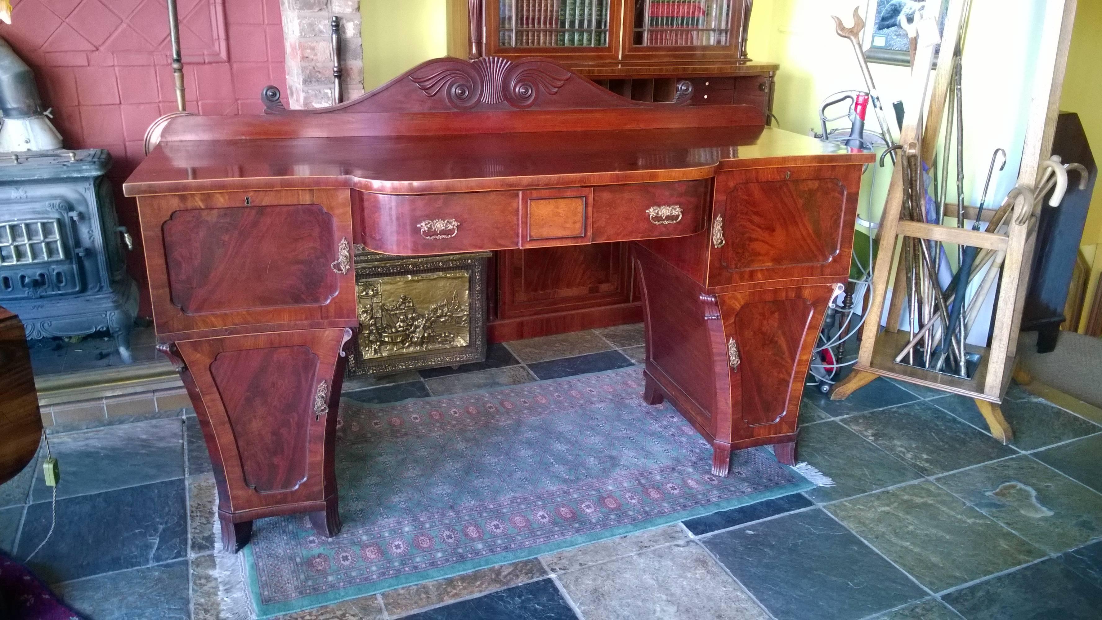 18th Century Regency Mahogany Pedestal Breakfront Sideboard For Sale