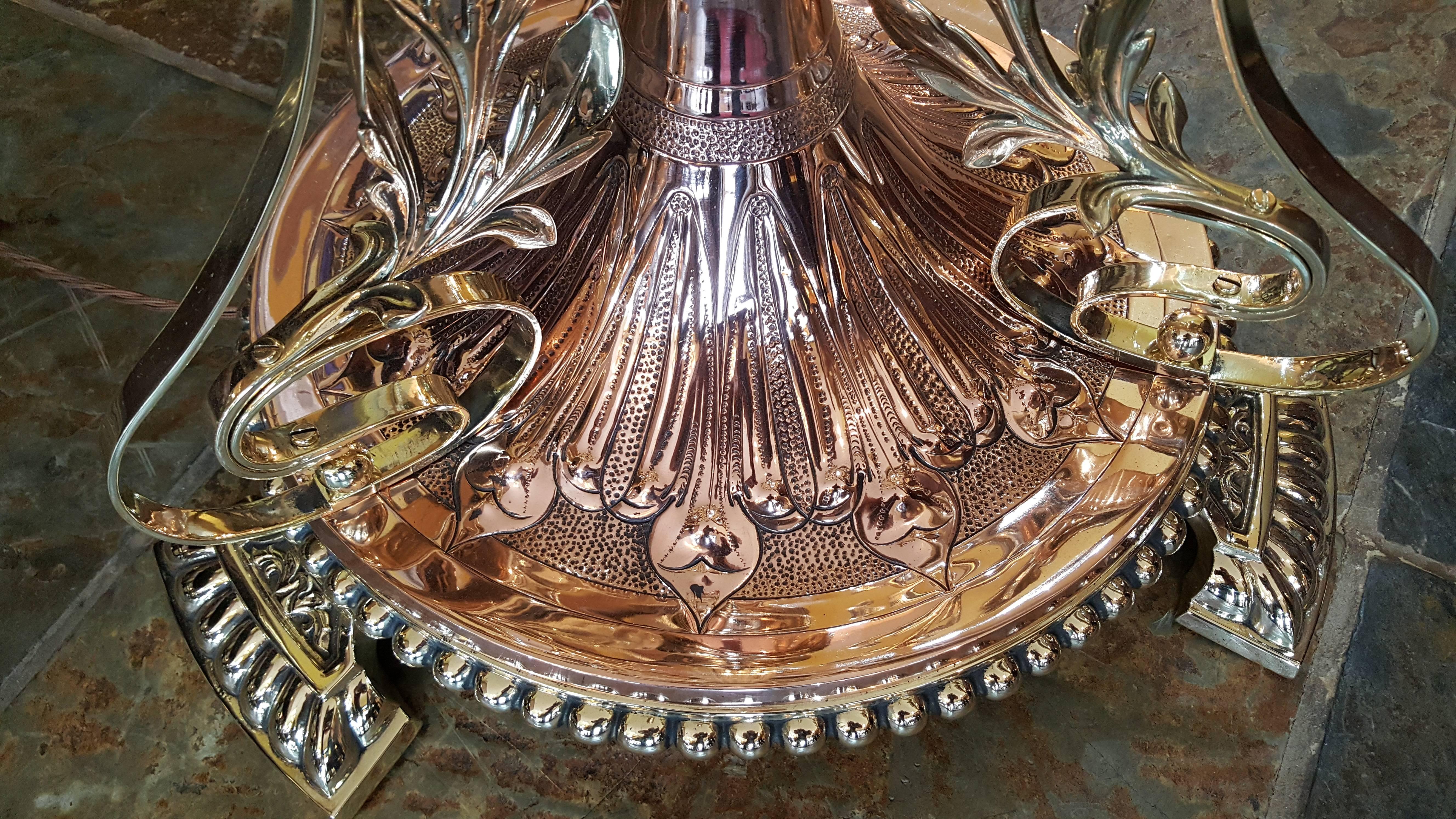 Art Nouveau Hinks & Sons Copper and Brass Telescopic Standard Oil Lamp 2