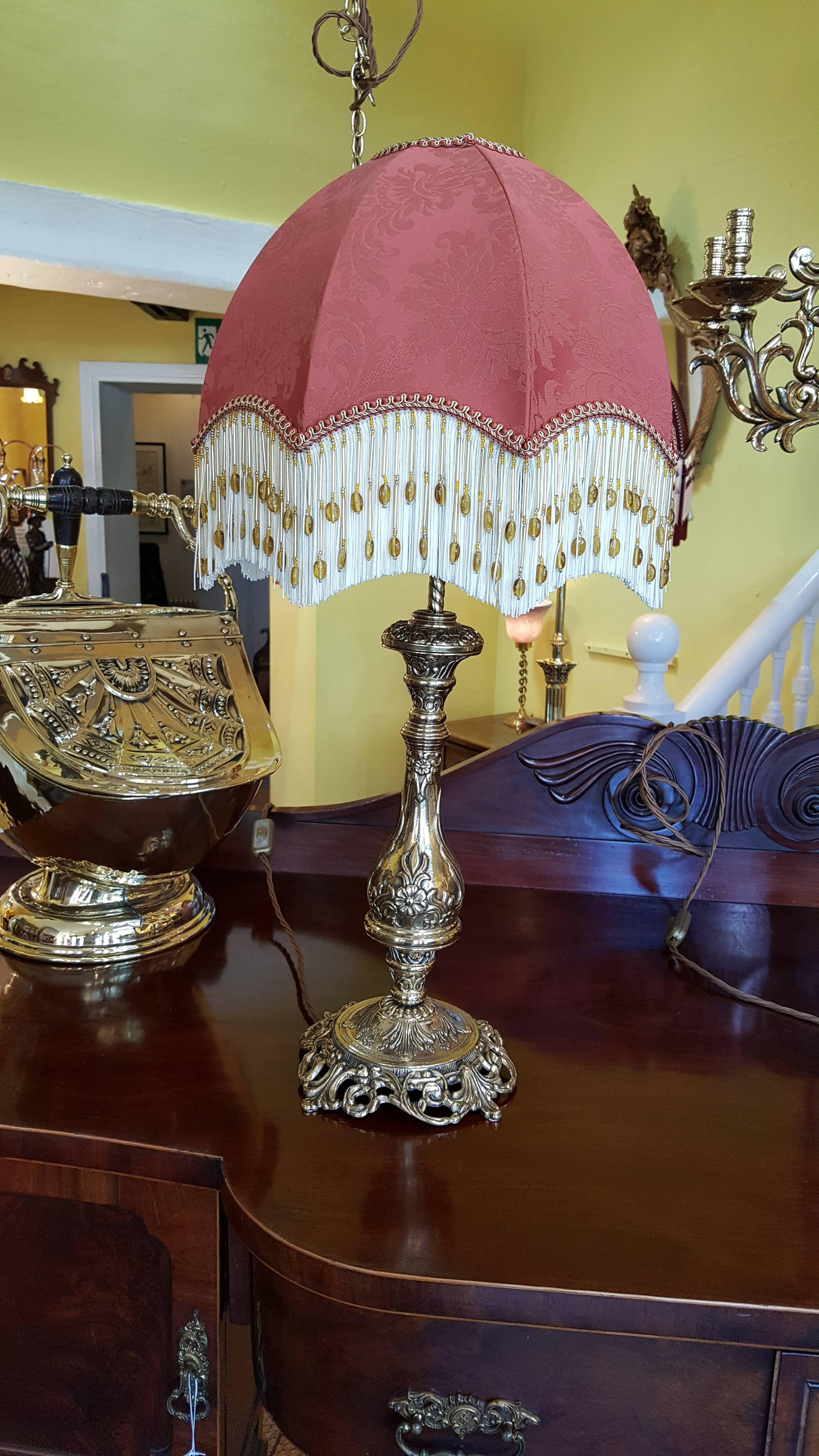 English Pair of Brass Table Lamps