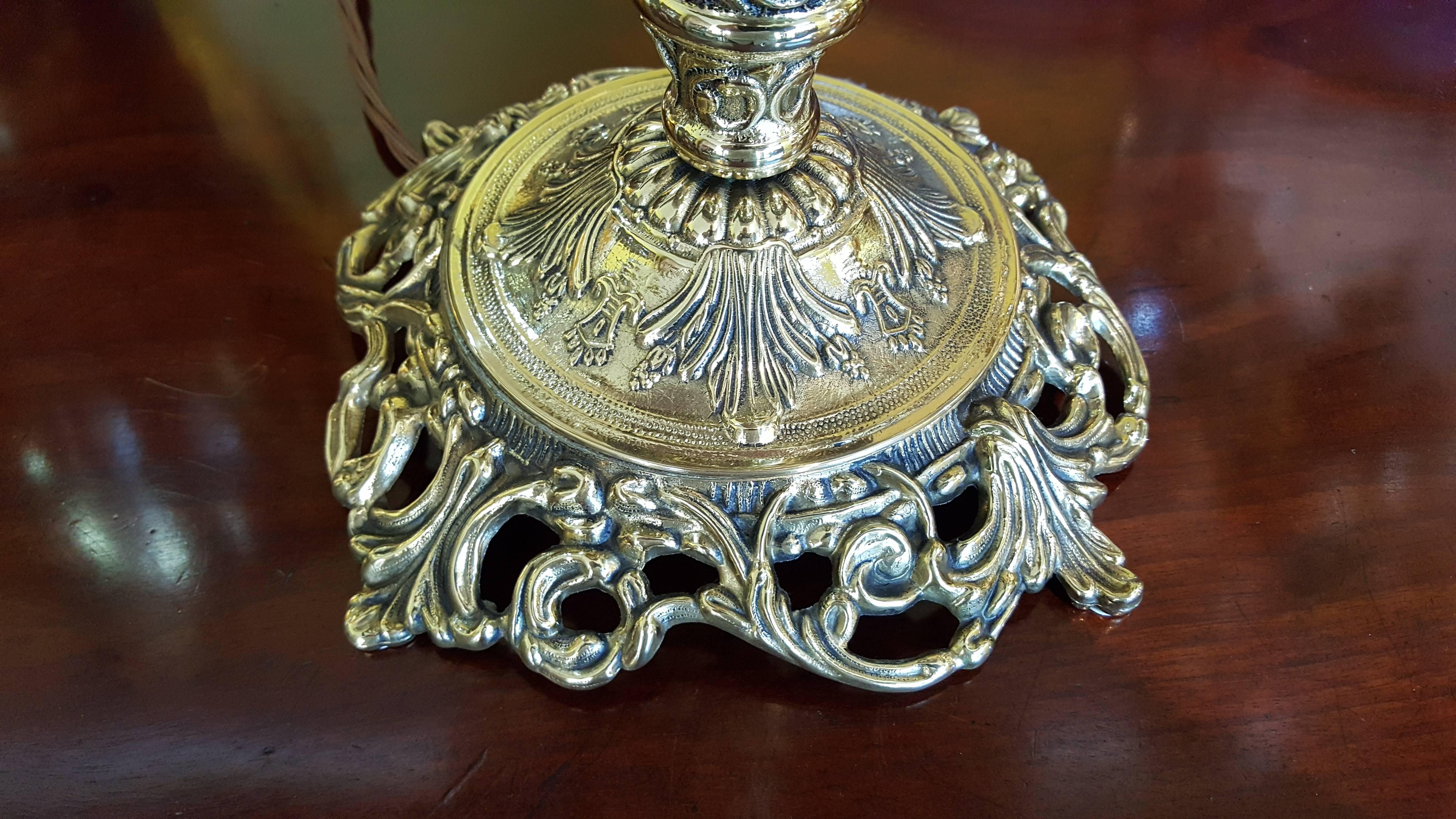 Mid-20th Century Pair of Brass Table Lamps