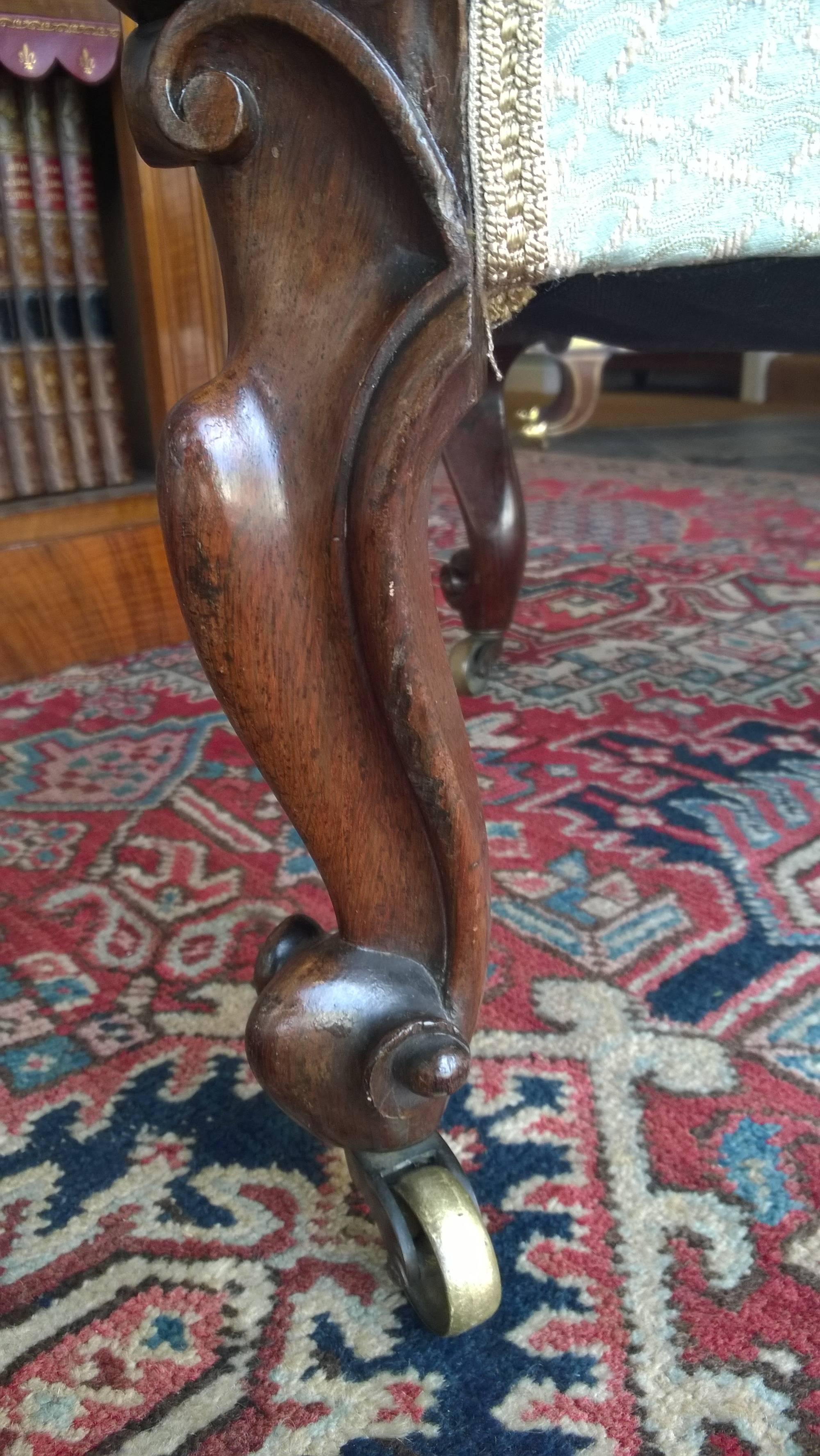 High Victorian Victorian Carved Rosewood Open Armchair