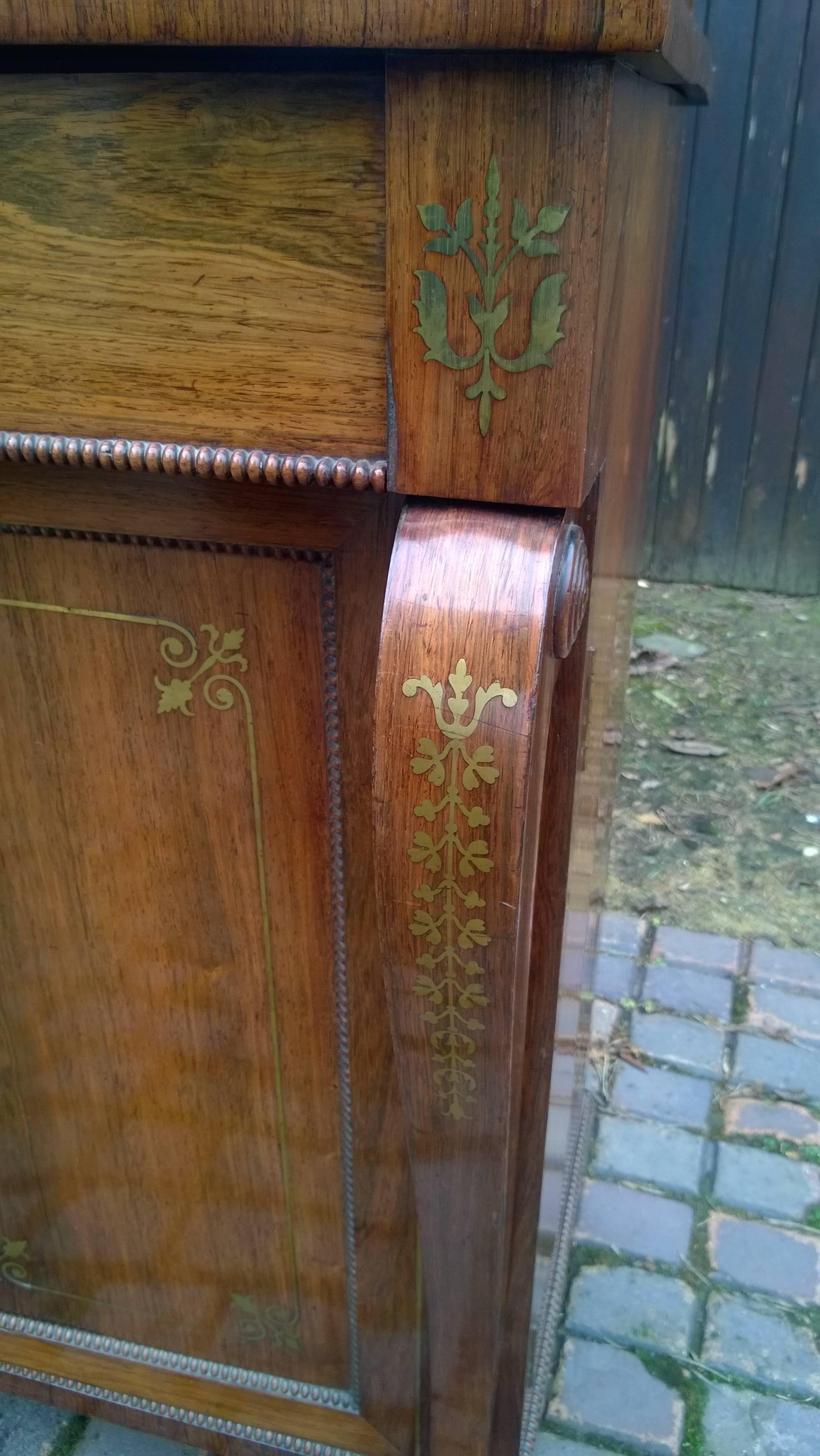 Great Britain (UK) Regency Rosewod and Brass Inlaid Chiffonier