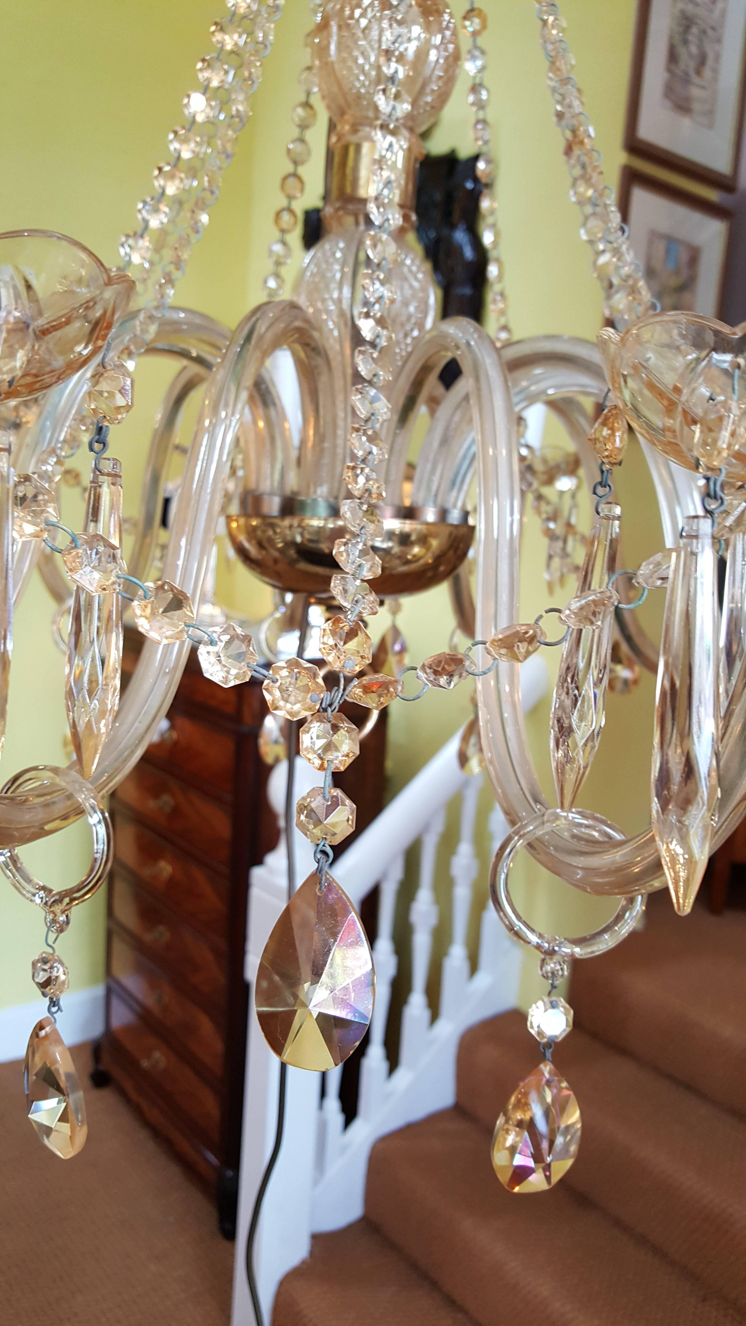 Twelve-Arm Crystal Cut Glass Chandelier For Sale 1