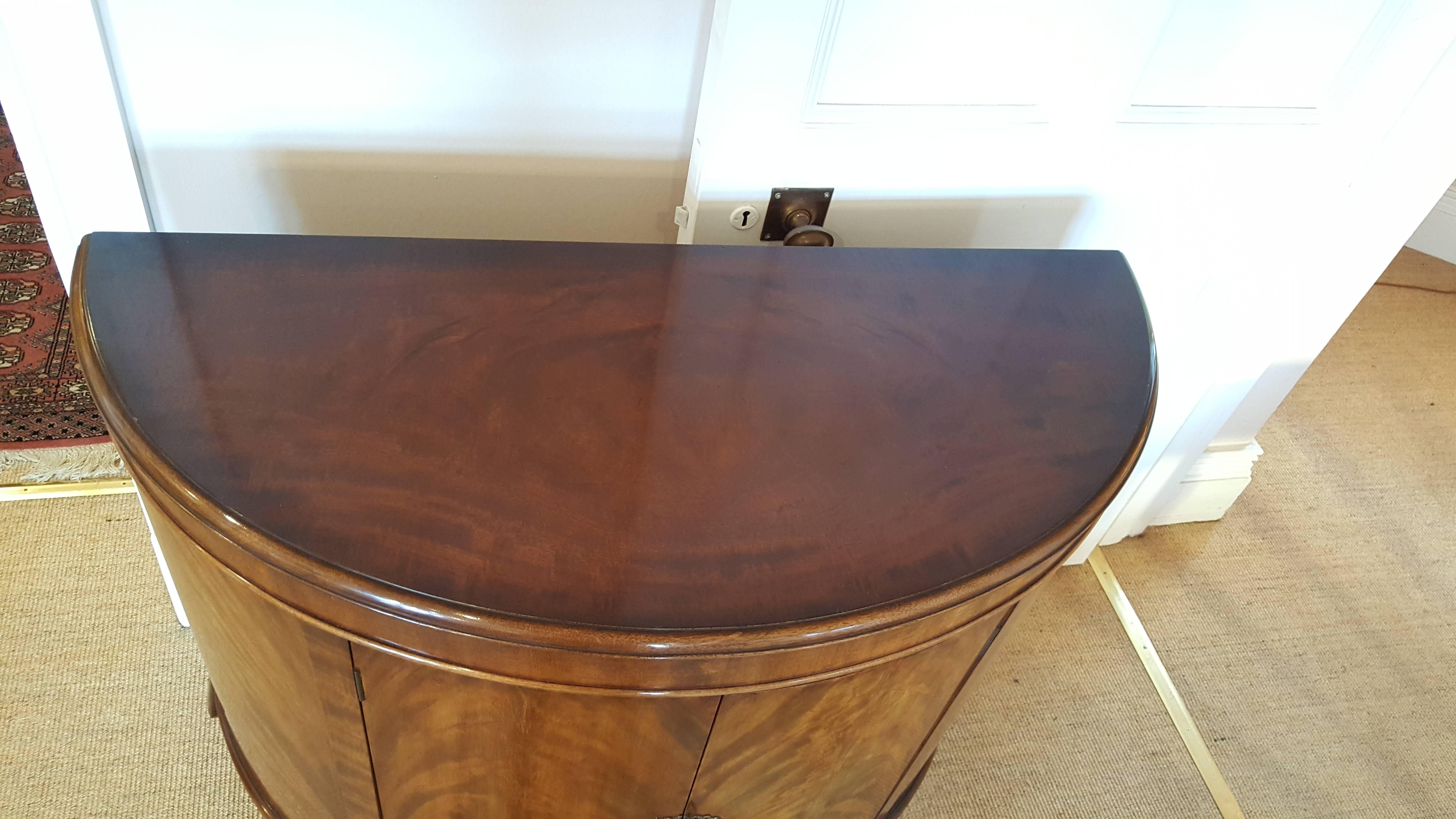 Early 20th Century 1920s Mahogany Demilune Drinks Cabinet