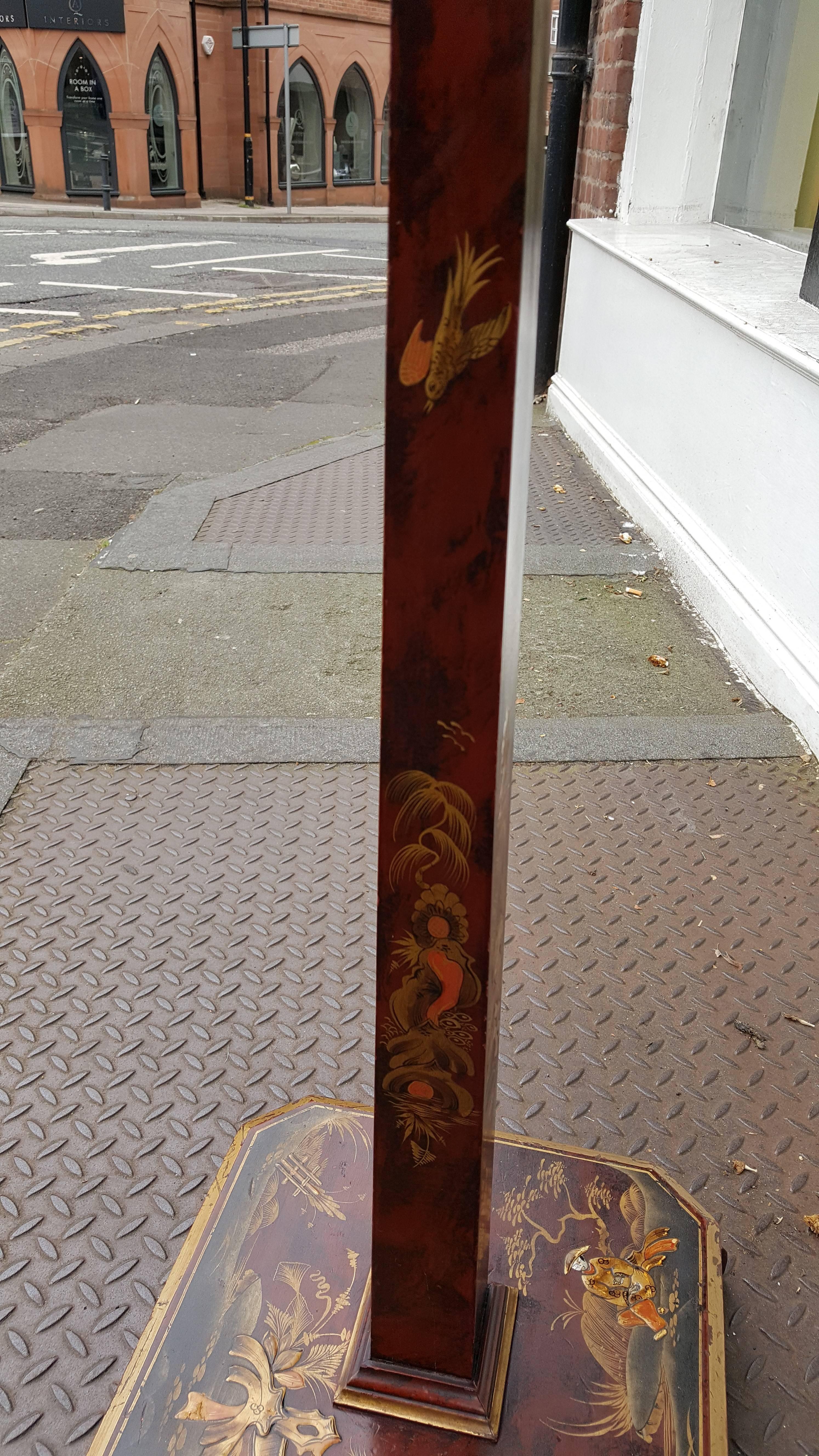 1930s Period Red Lacquered Chinoiserie Standard Lamp 1