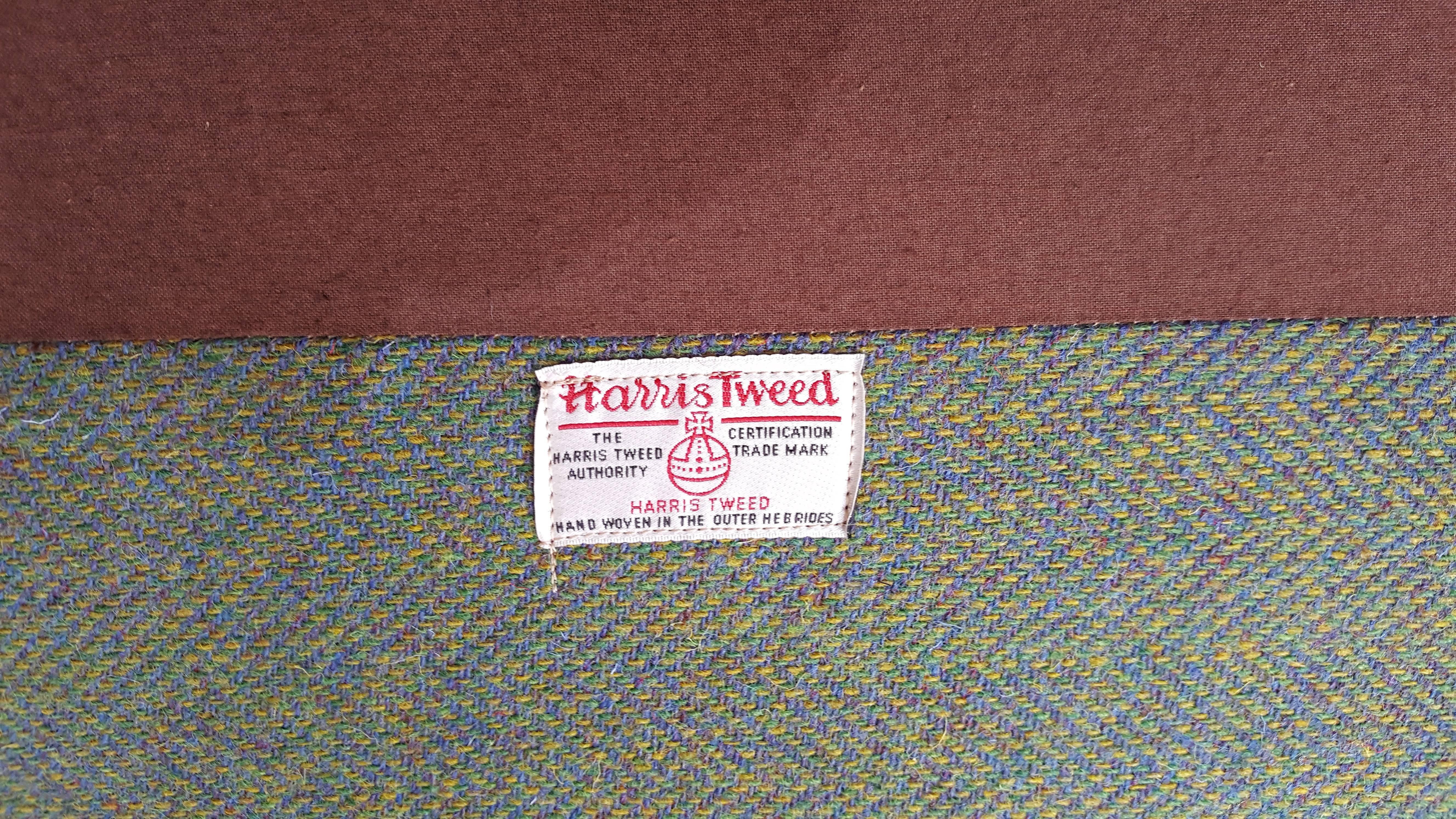 Edwardian Mahogany Armchair Upholstered in Harris Tweed 1