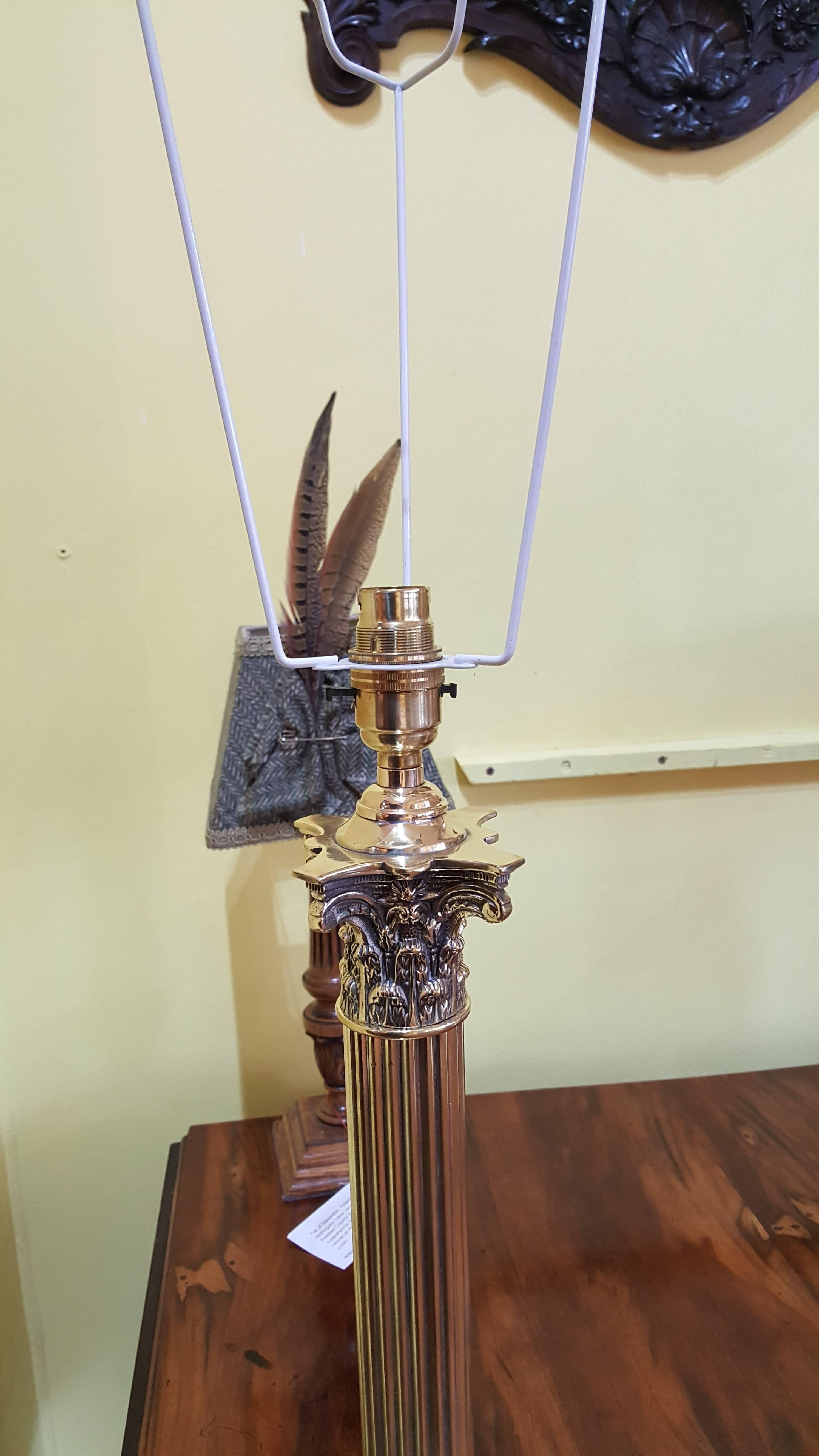 Edwardian Brass Table Lamp In Excellent Condition For Sale In Altrincham, Cheshire