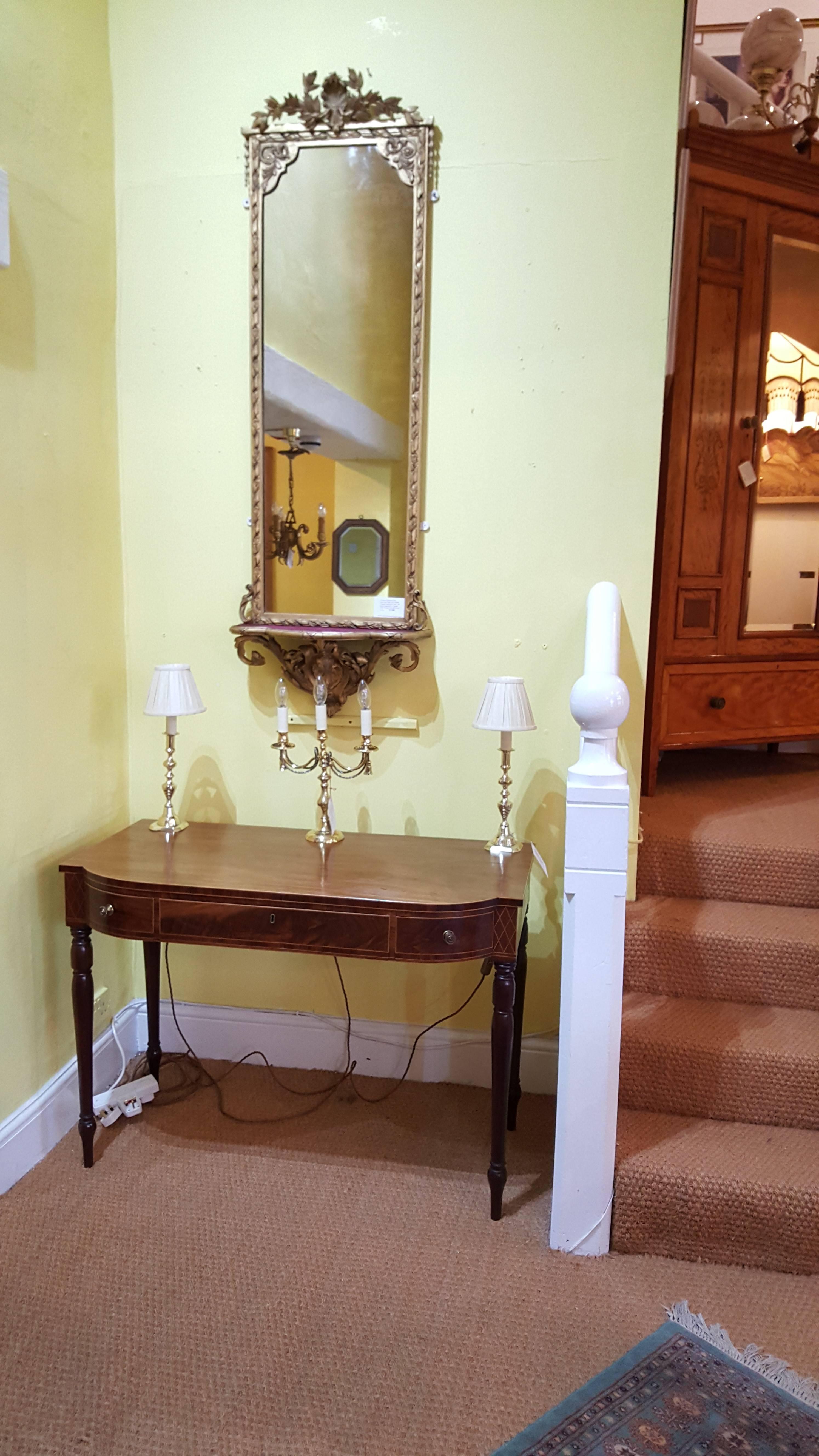English Late Georgian Bow Fronted Mahogany Console Table