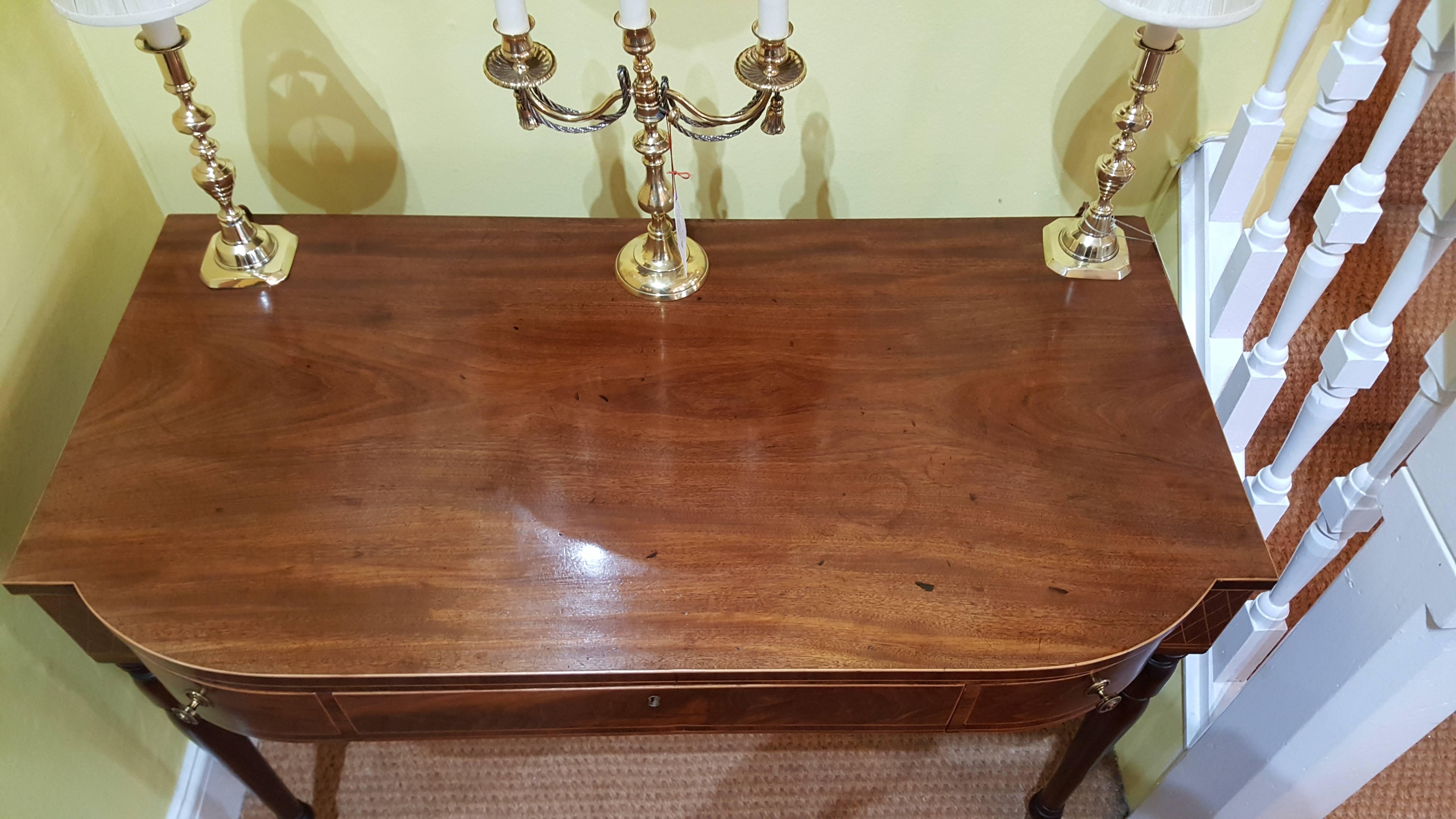 Late Georgian Bow Fronted Mahogany Console Table 2