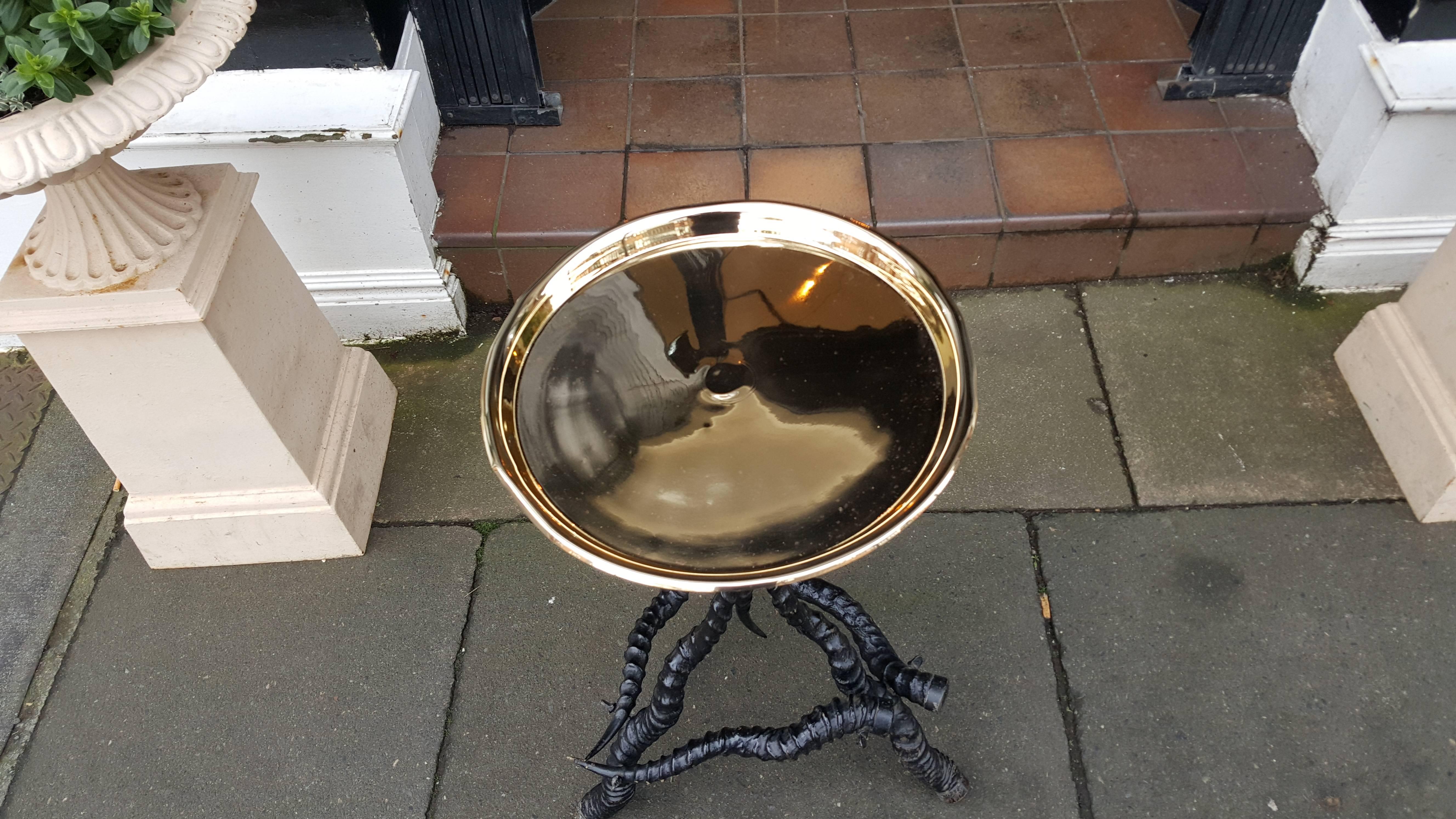 Late 19th century brass topped table formed from Indian blackbuck horns
16