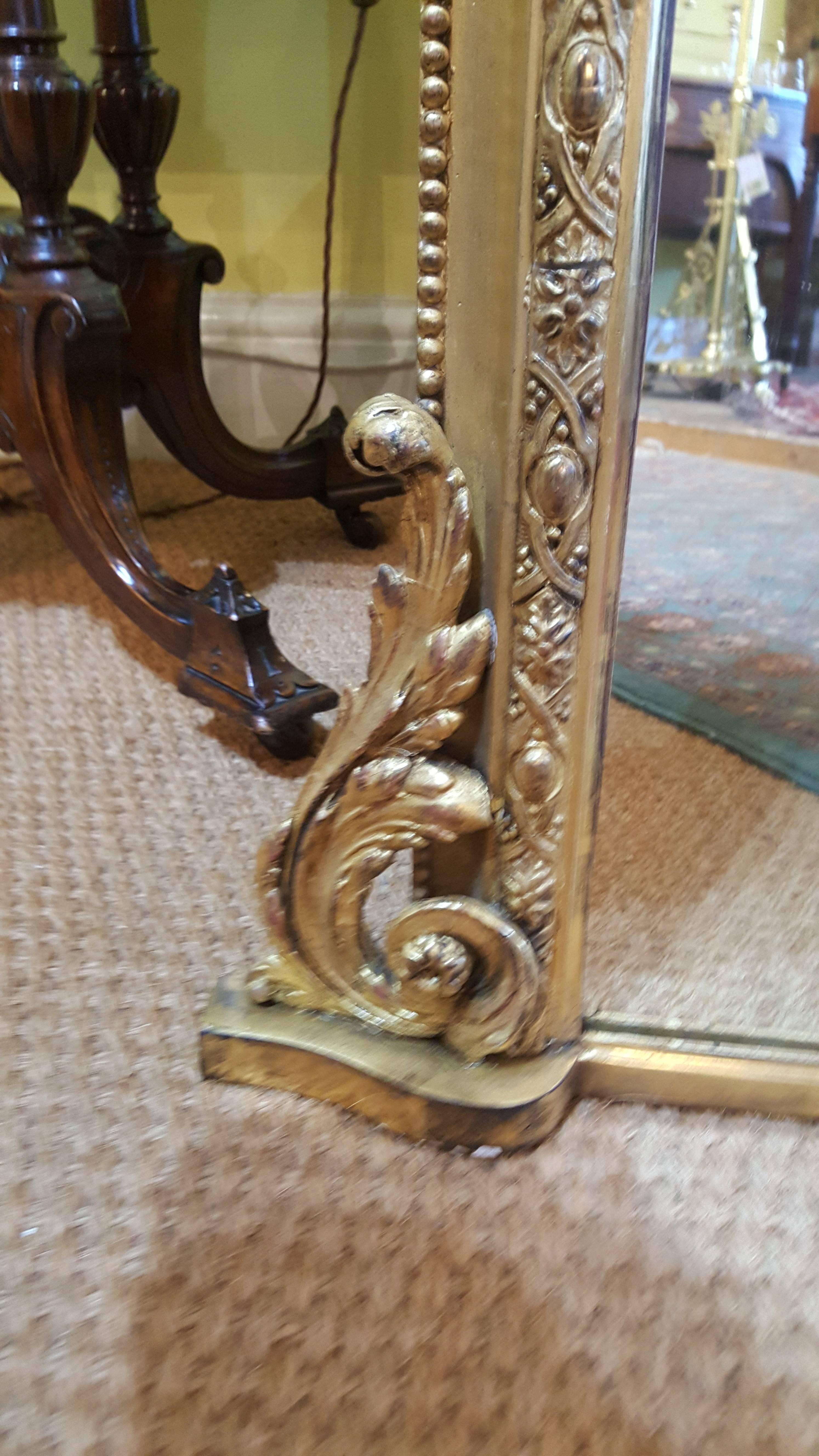 Late 19th Century 19th Century Giltwood and Gesso Framed Pier Mirror