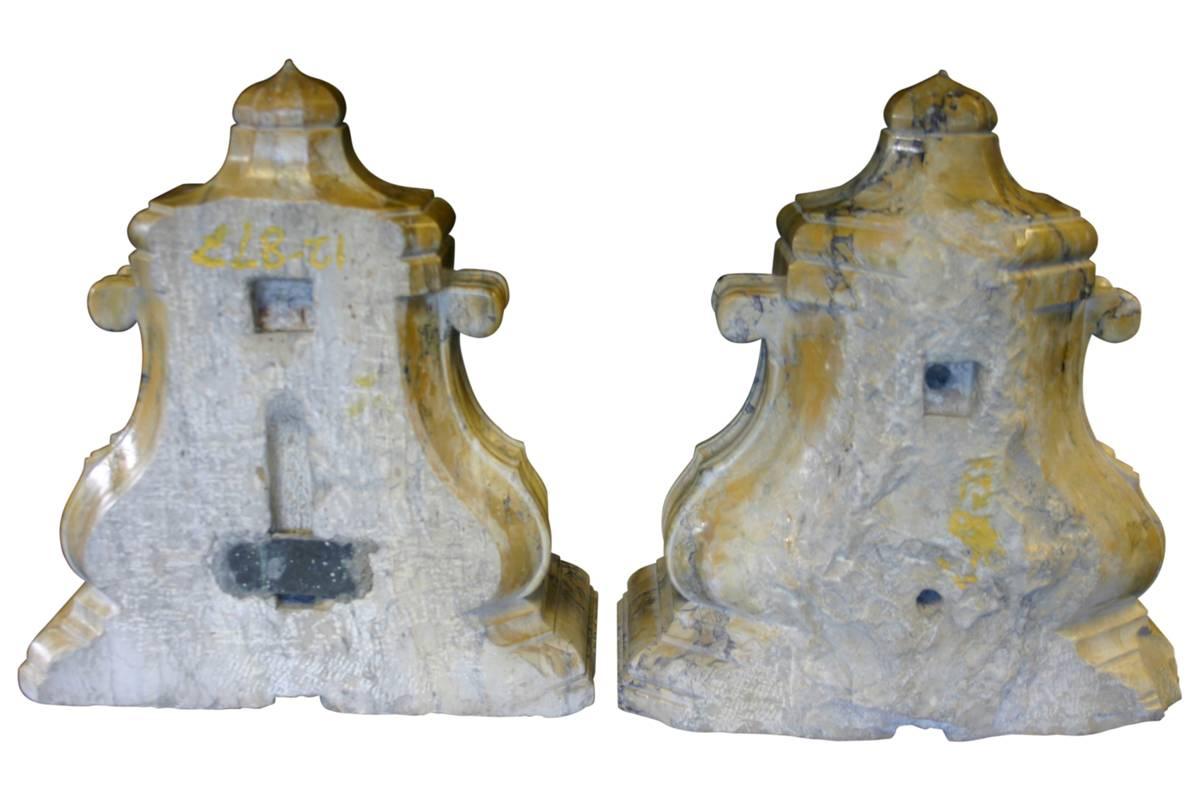 Baroque Large Pair of Antique Sienna Marble Brackets