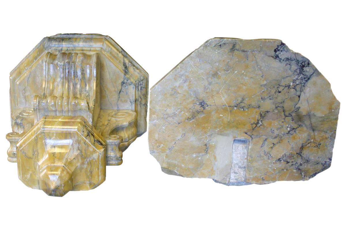 European Large Pair of Antique Sienna Marble Brackets