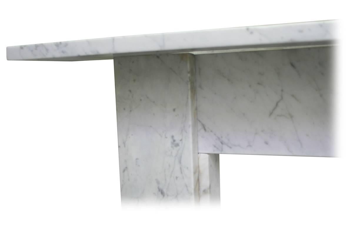 Late 19th Century Restored Simple Antique Late Victorian Carrara Marble Fireplace Surround
