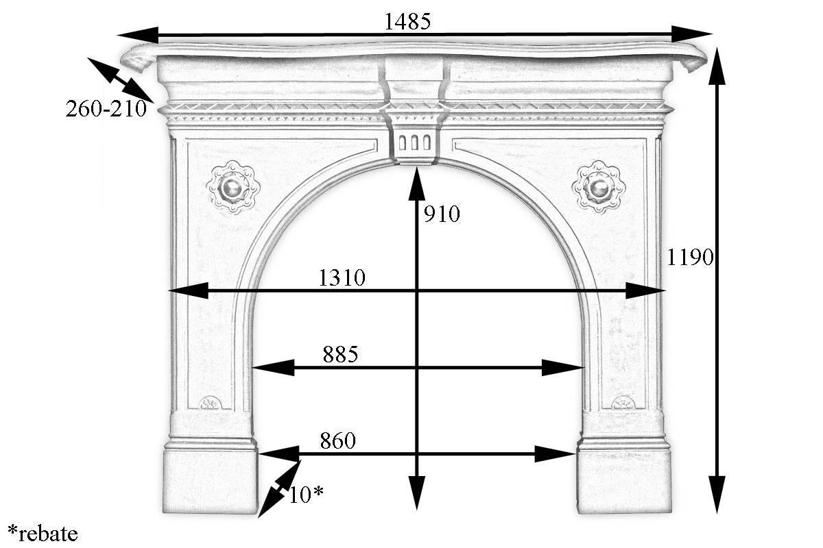 19th Century Victorian Arched Cast Iron Fireplace Surround 2
