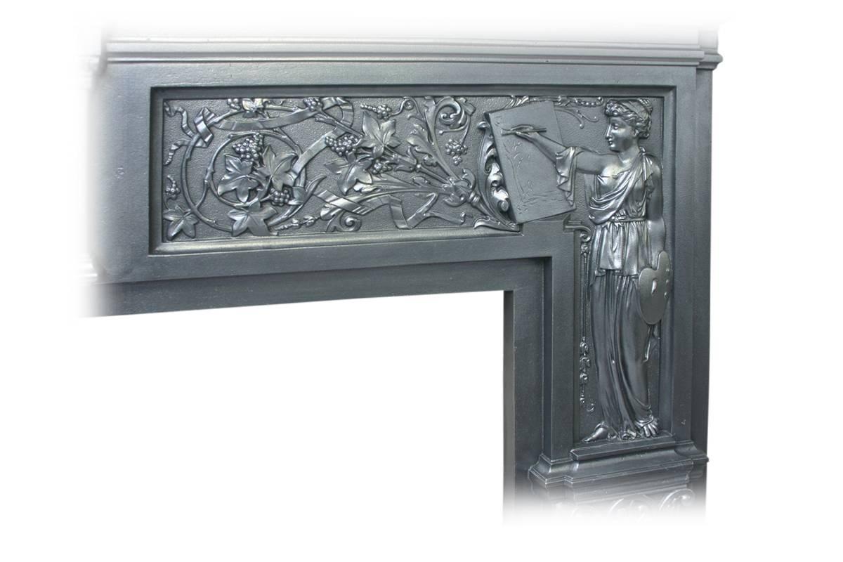 Arts and Industry, a Large Victorian Cast Iron Fireplace Surround In Excellent Condition In Manchester, GB