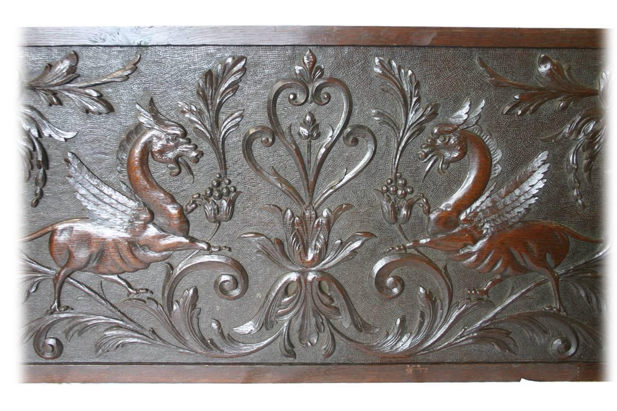 Victorian Large 19th Century Carved Oak Panel