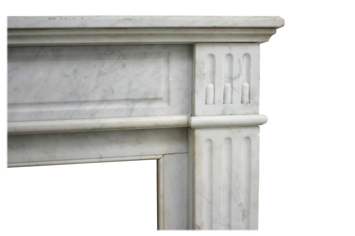 Antique Carrara Marble Fire Surround in the Louis XVI Style In Excellent Condition In Manchester, GB