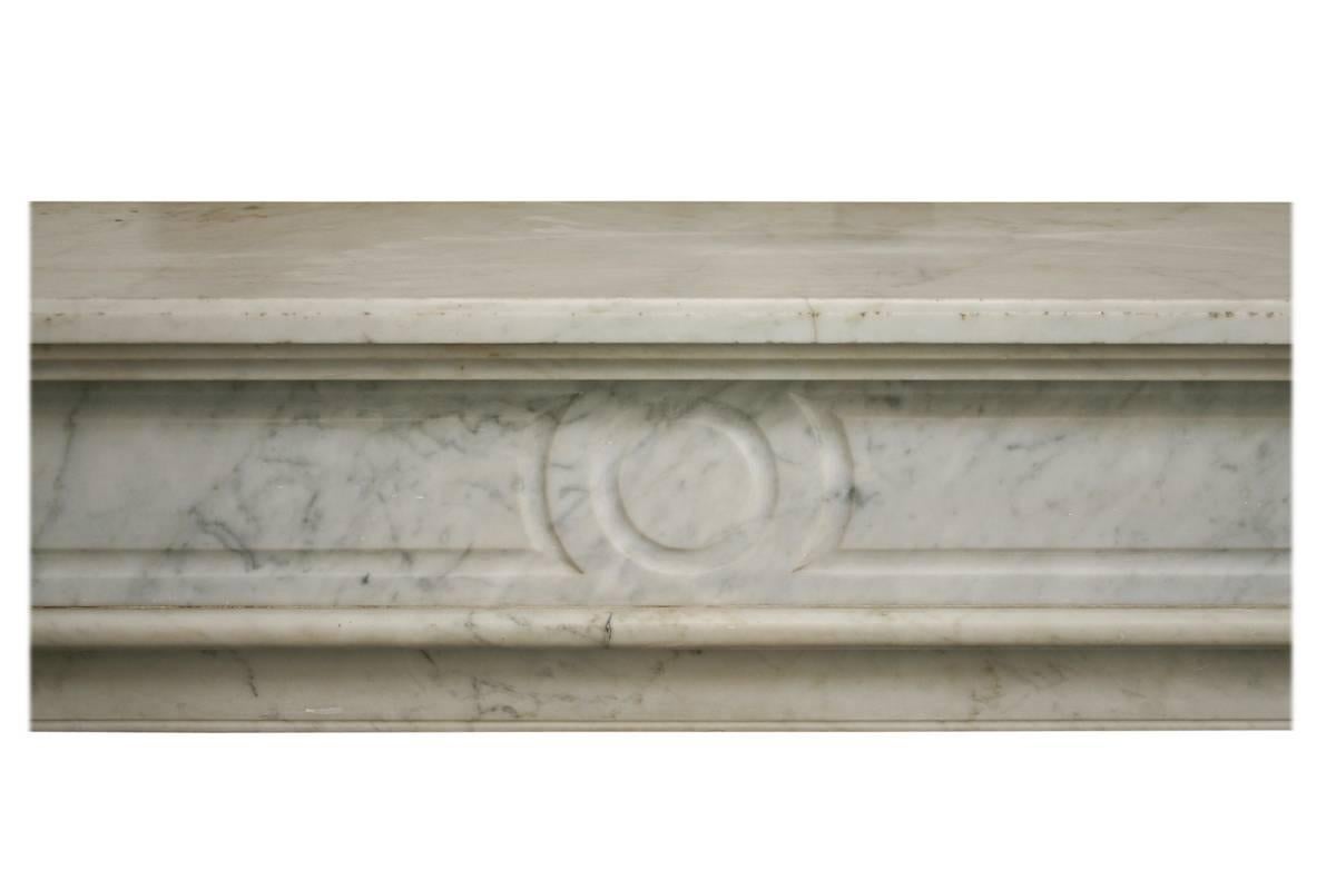 19th Century Antique Carrara Marble Fire Surround in the Louis XVI Style