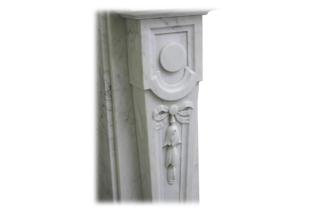 Carrara Marble Antique Continental 19th Century White Marble Fireplace Surround