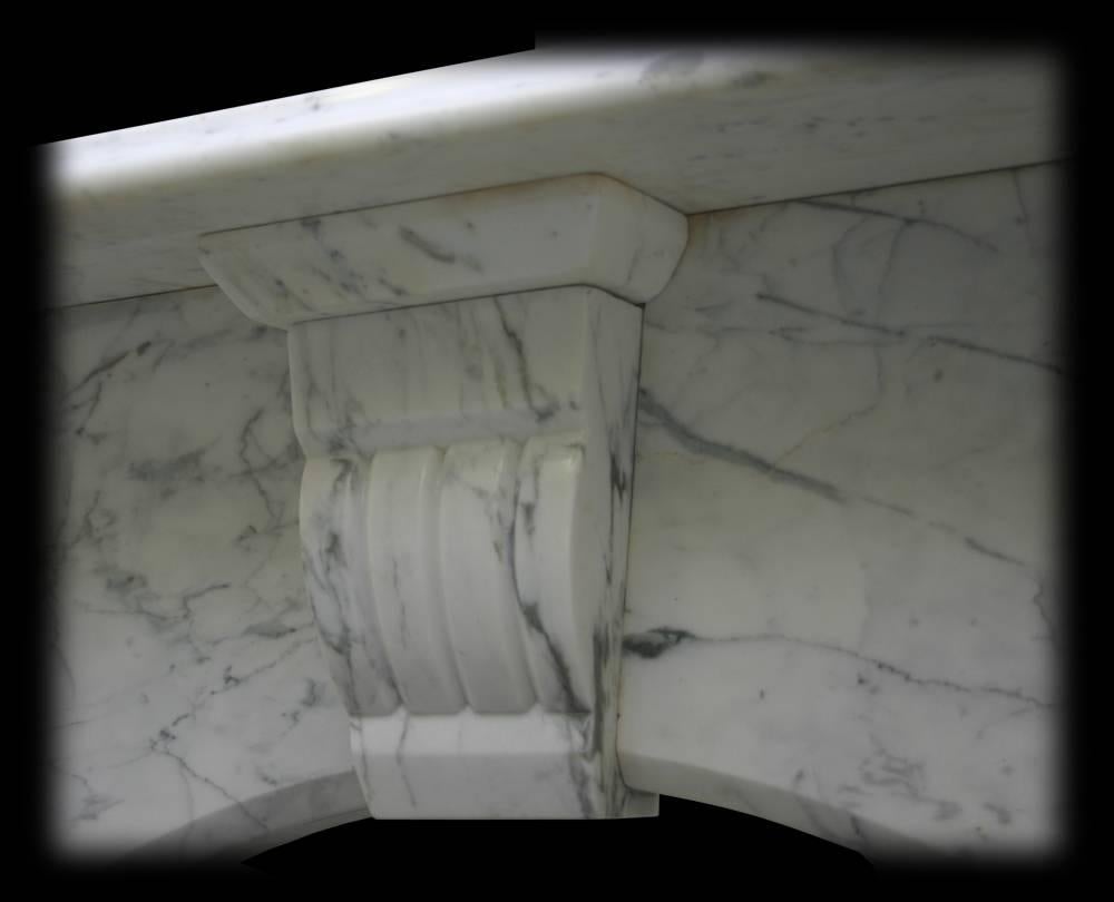 Antique Victorian White Carrara Arched Marble Fire Surround In Excellent Condition In Manchester, GB